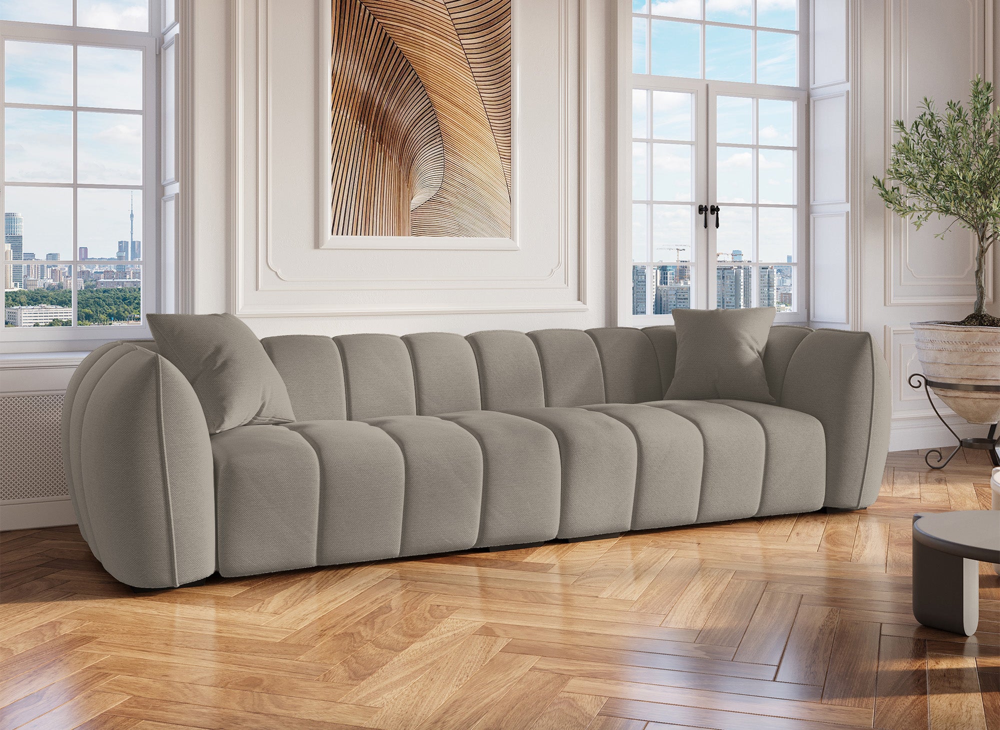 Sofá ALISSA de 4 plazas en tela color topo