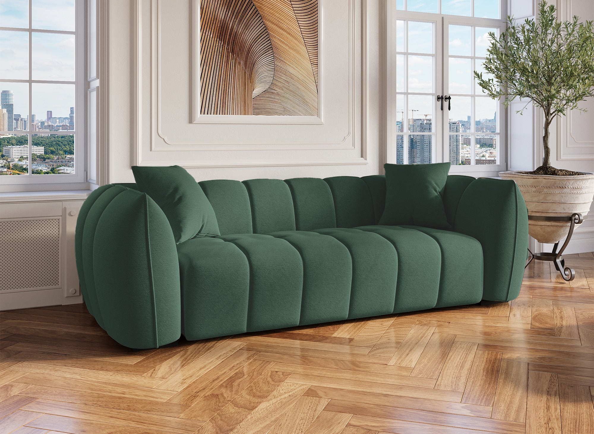 Sofá de 3 plazas ALISSA en tela verde