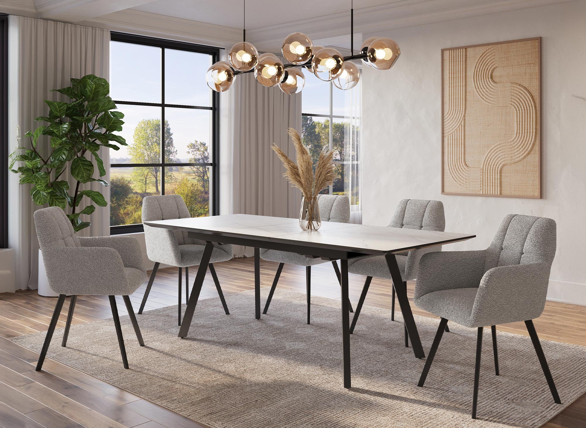 Juego de 2 sillas con reposabrazos efecto piel de oveja gris claro ESPERA