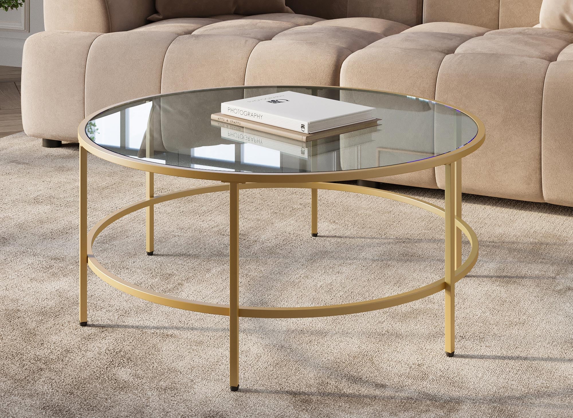 Mesa de centro THESSA de cristal negro y metal