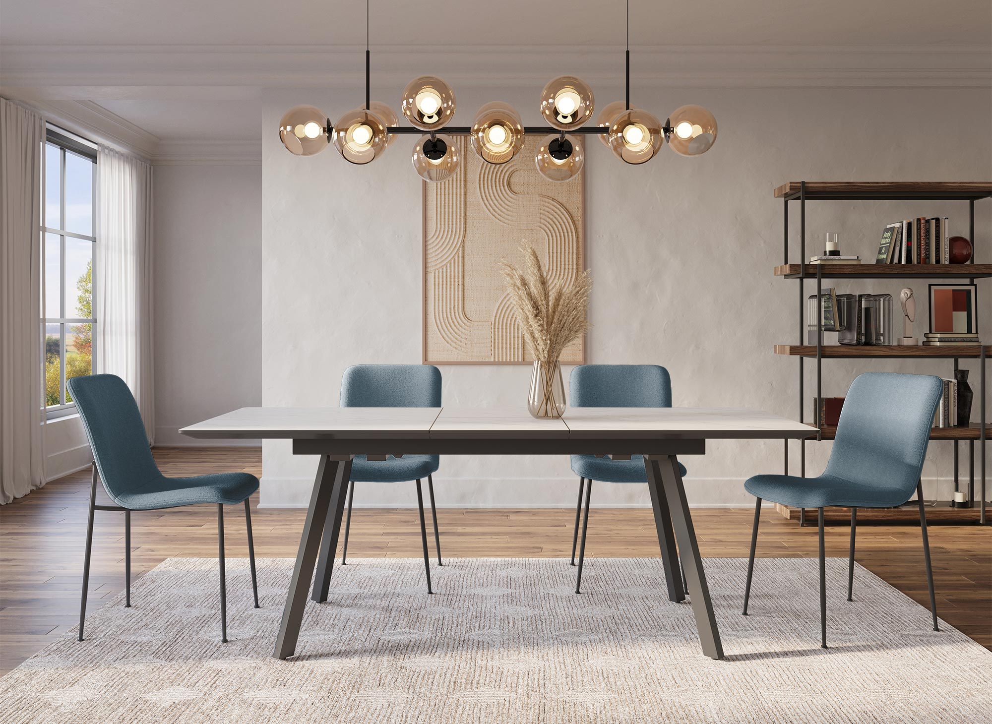 Juego de 4 sillas de tela azul CHERYL