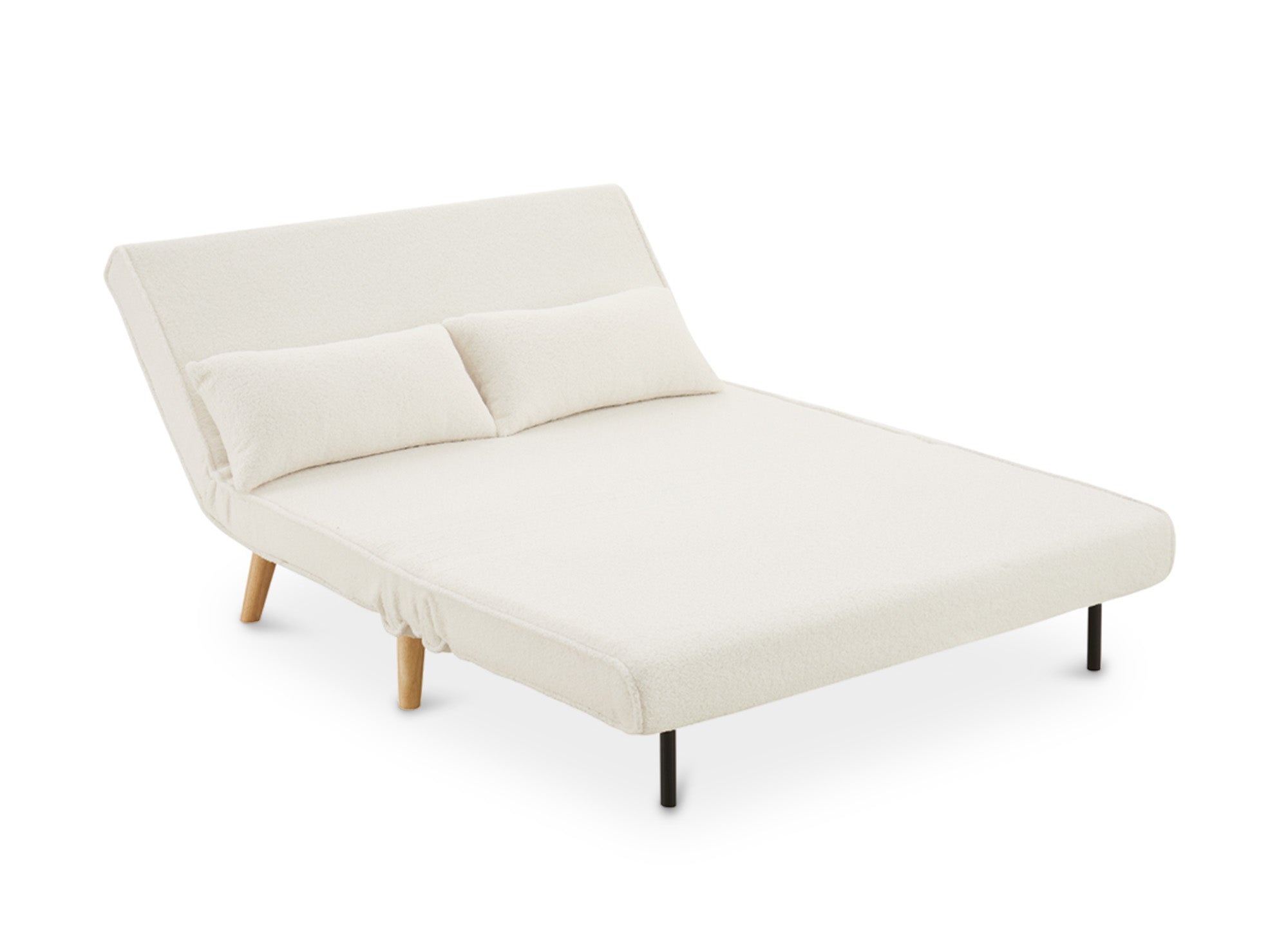 Sofá cama TONKA de 2 plazas en tejido efecto piel de oveja color blanco roto