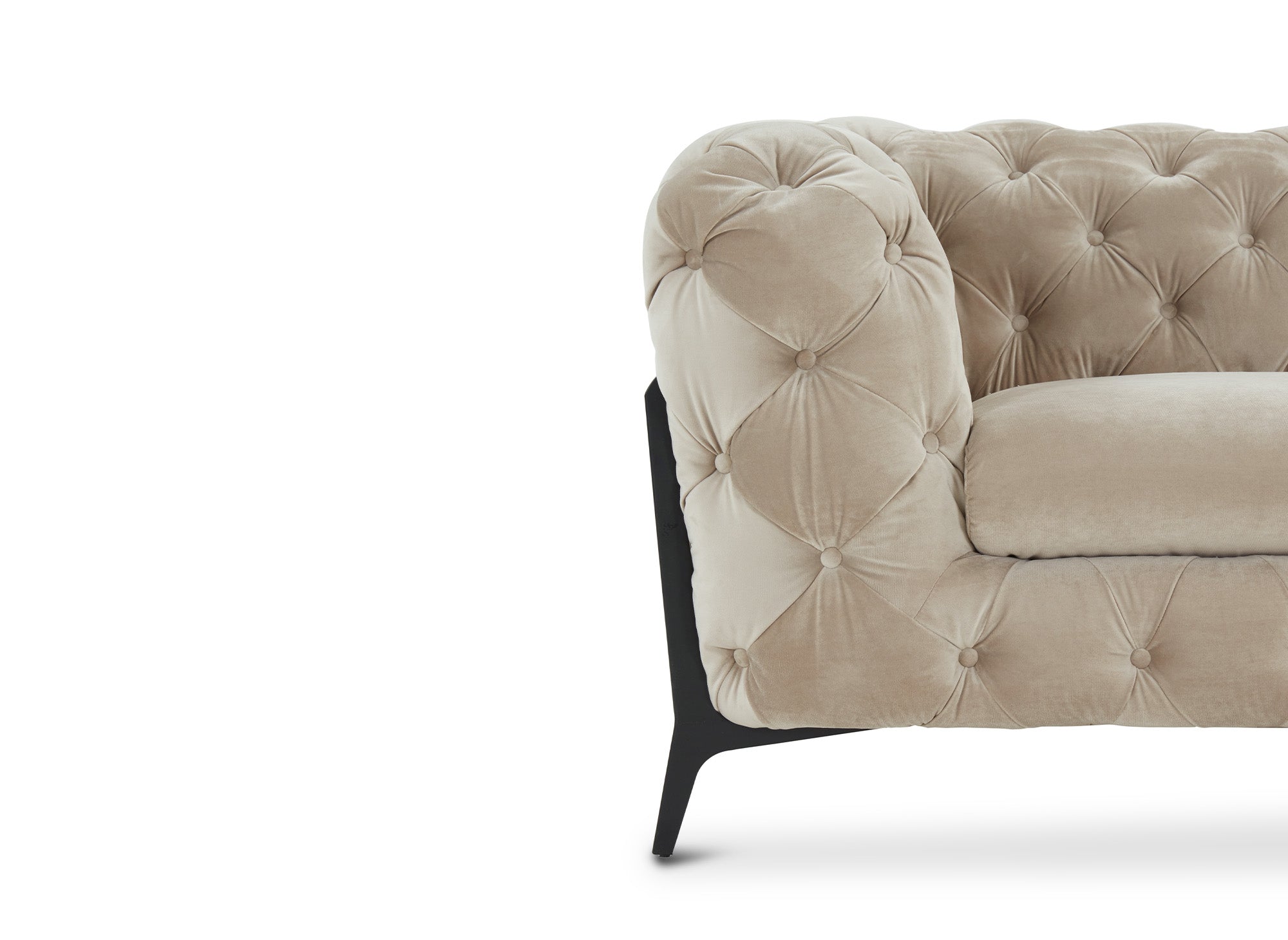 Sofá Chesterfield capitoné de 2 plazas CARMEN en terciopelo beige