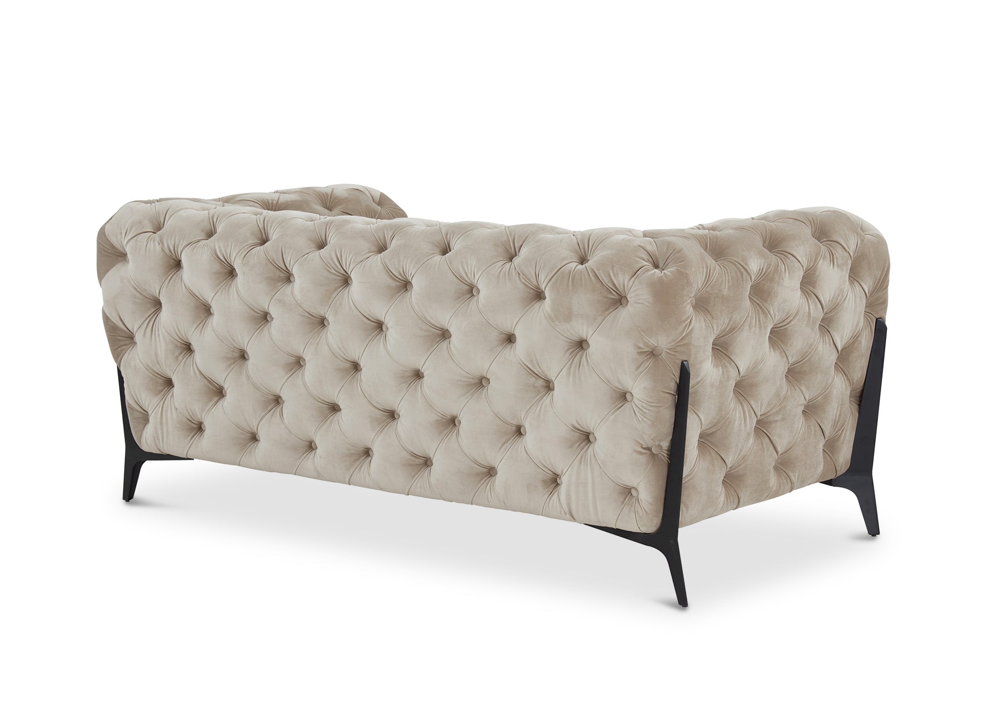 Sofá Chesterfield capitoné de 2 plazas CARMEN en terciopelo beige