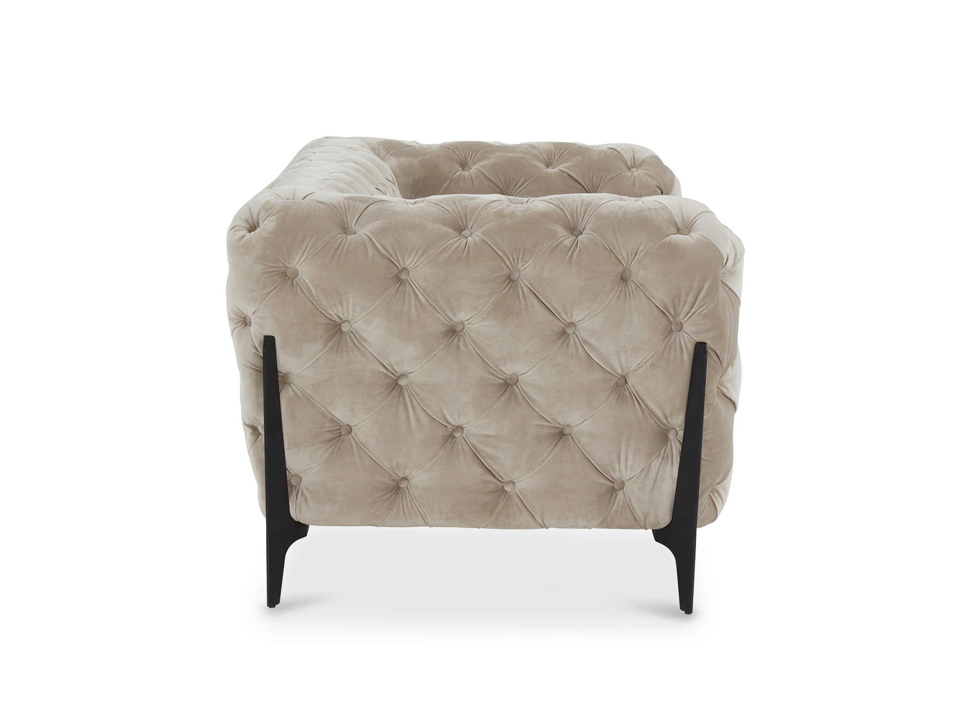 Sofá Chesterfield capitoné de 2 plazas CARMEN en terciopelo beige