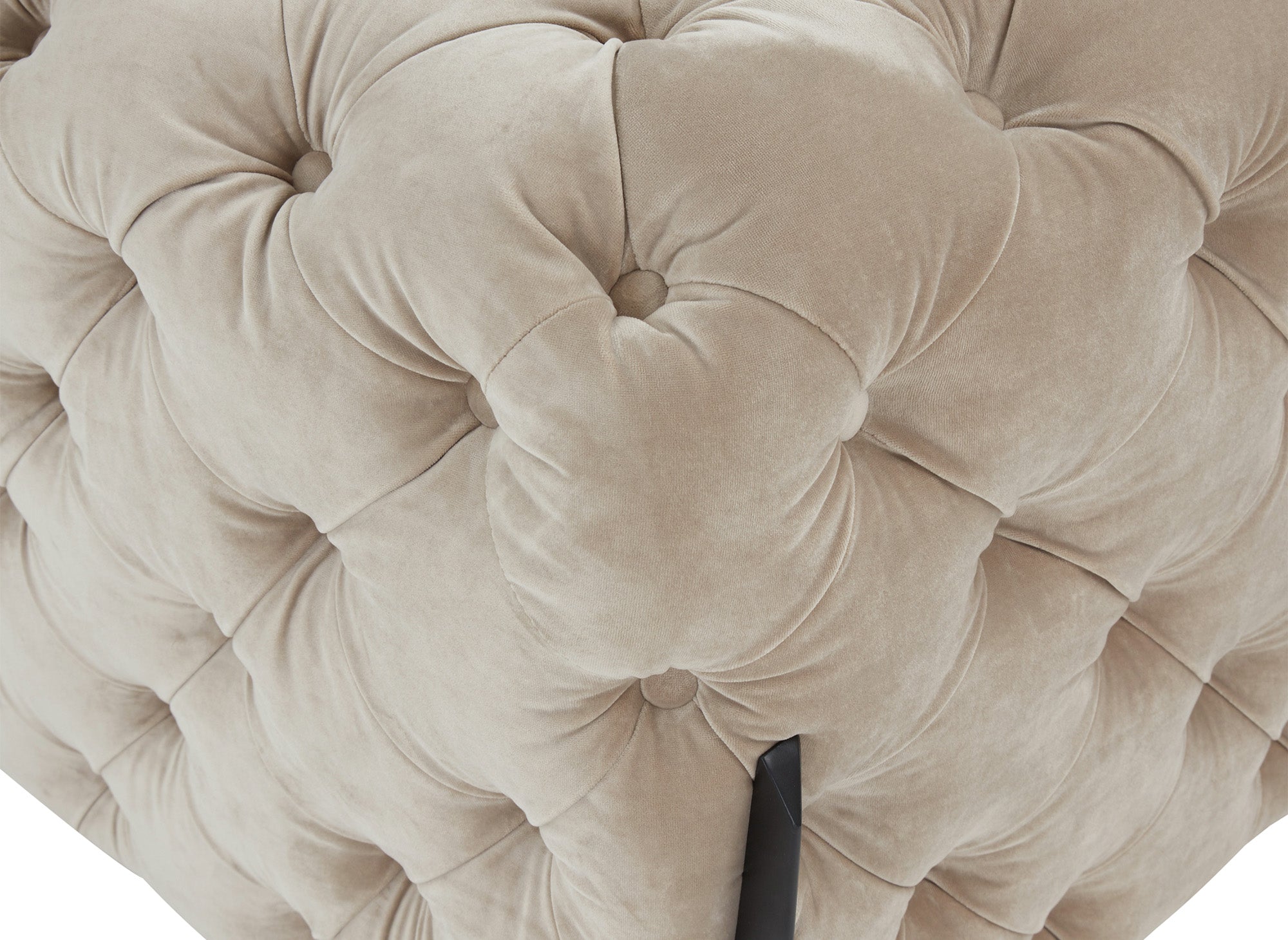 Sofá Chesterfield de 3 plazas CARMEN capitoné en terciopelo beige