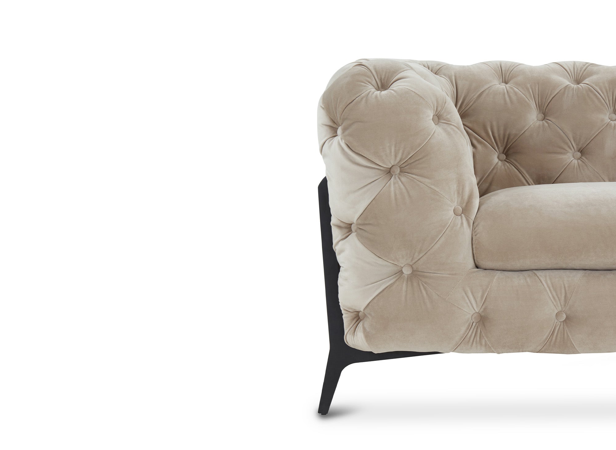 Sofá Chesterfield de 3 plazas CARMEN capitoné en terciopelo beige