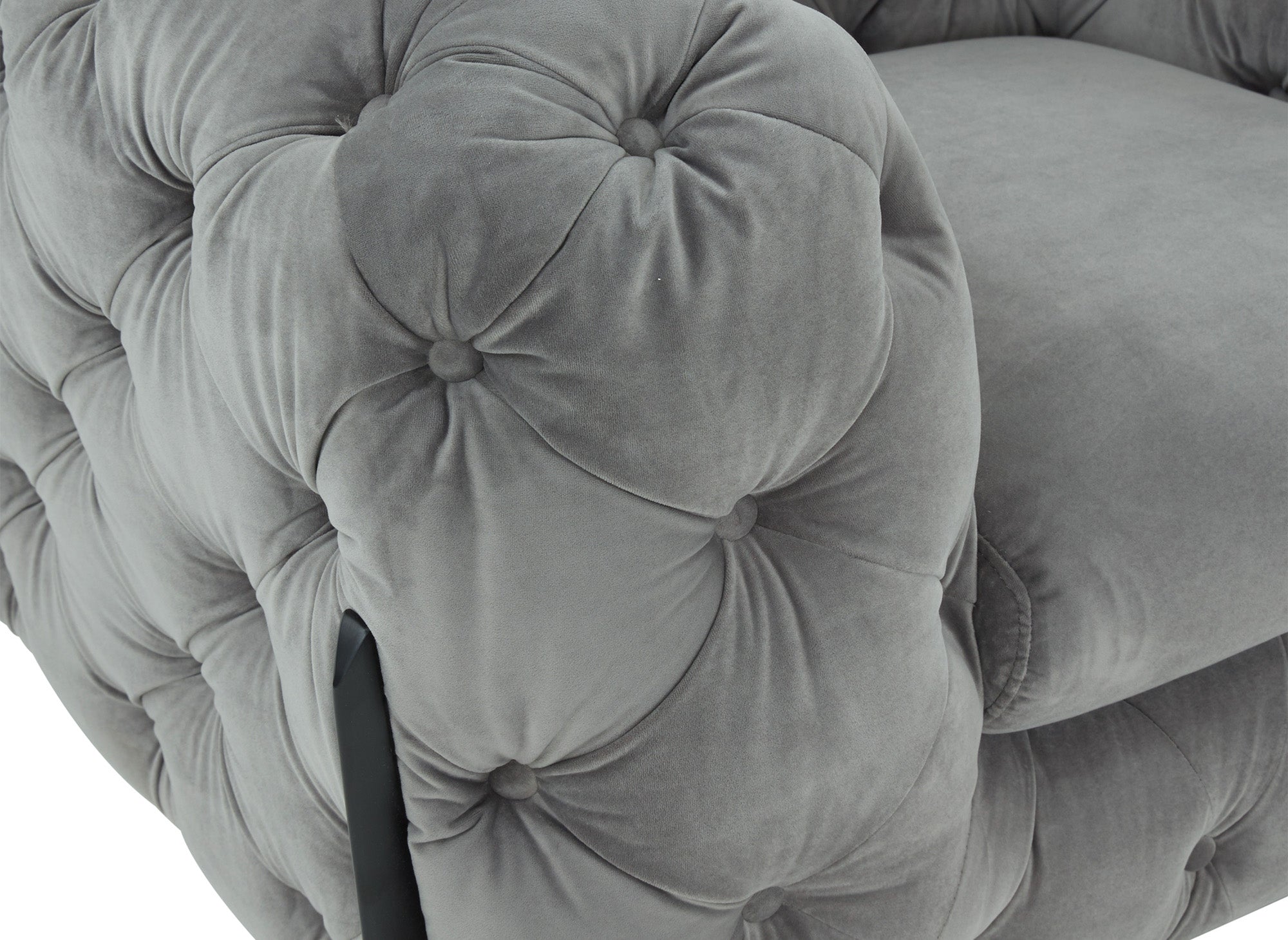 Sillón Chesterfield tapizado en terciopelo gris CARMEN