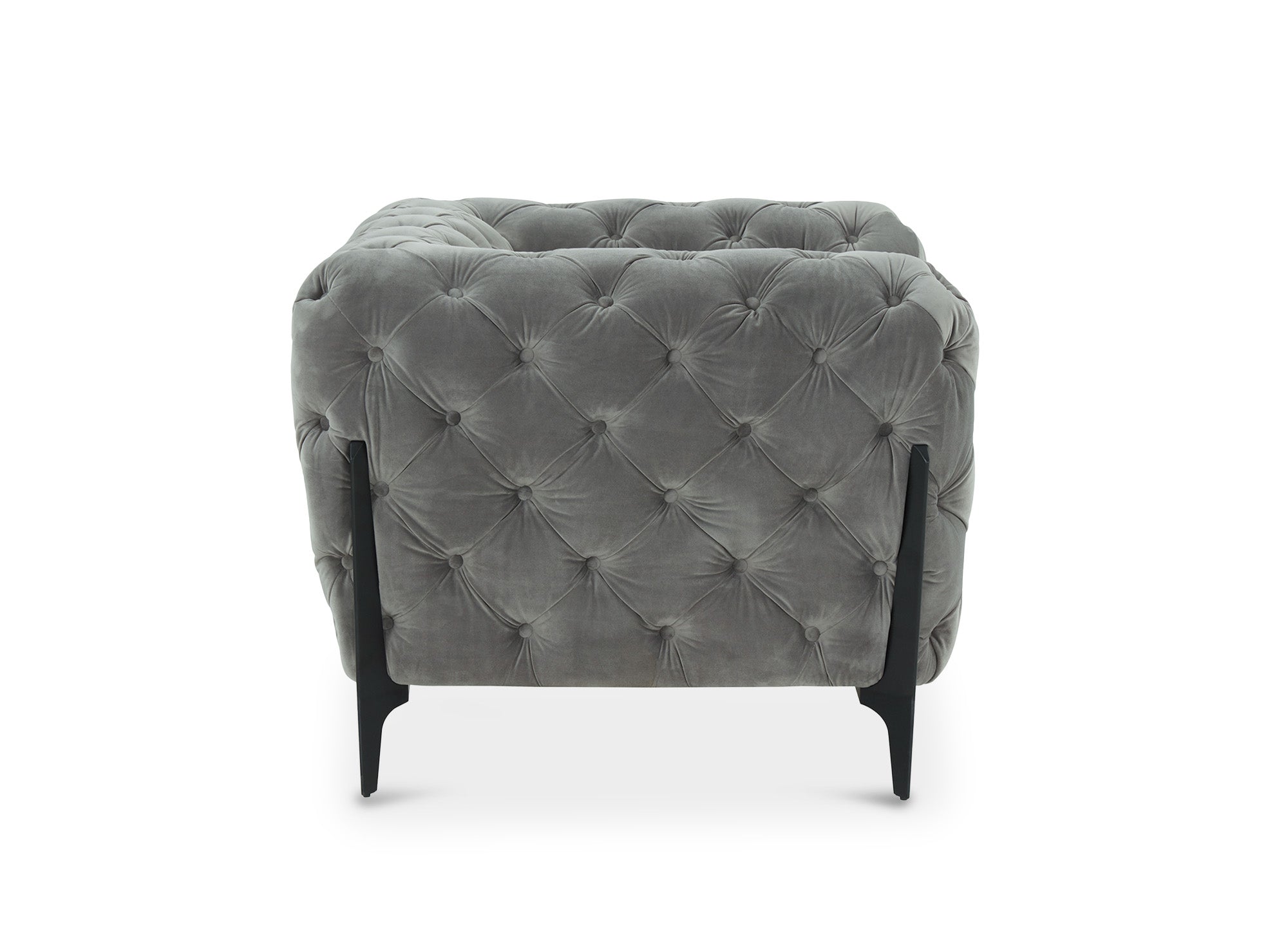 Sillón Chesterfield tapizado en terciopelo gris CARMEN