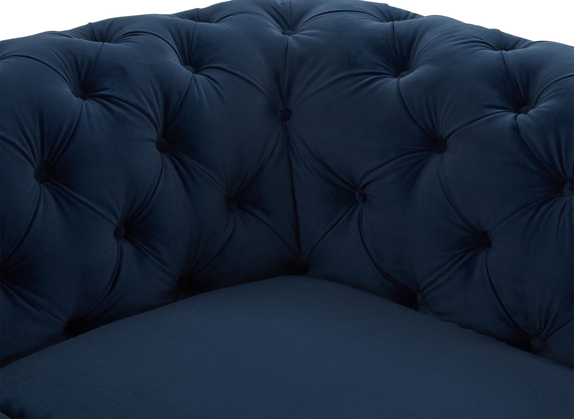 Sofá Chesterfield capitoné de 2 plazas CARMEN en terciopelo azul