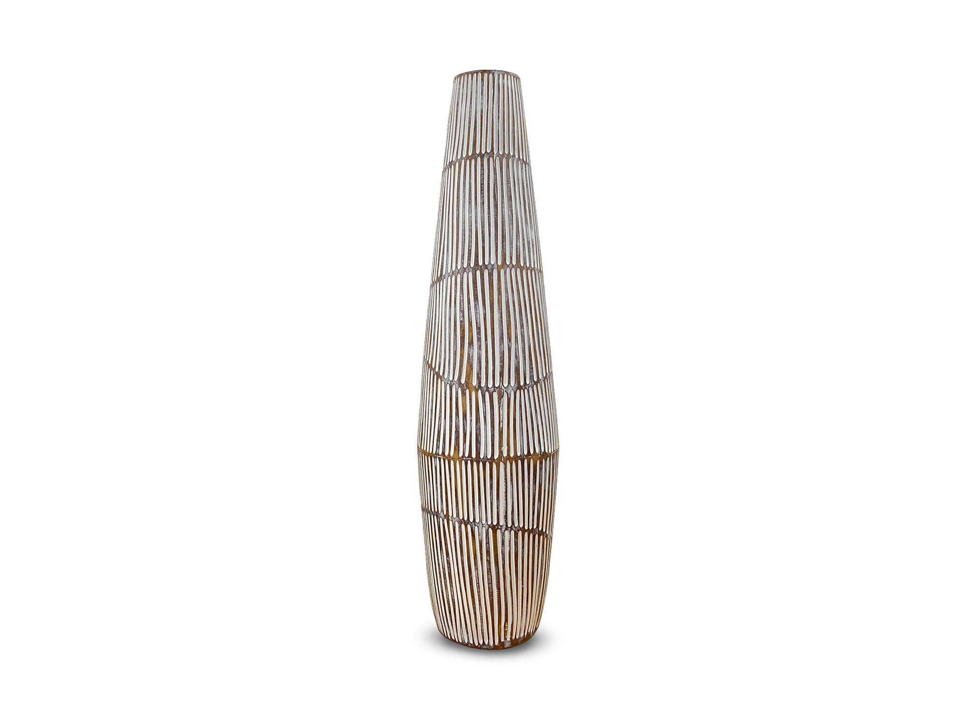 Jarrón XL de madera y poliresina blanca, 69 cm de alto, MAYA