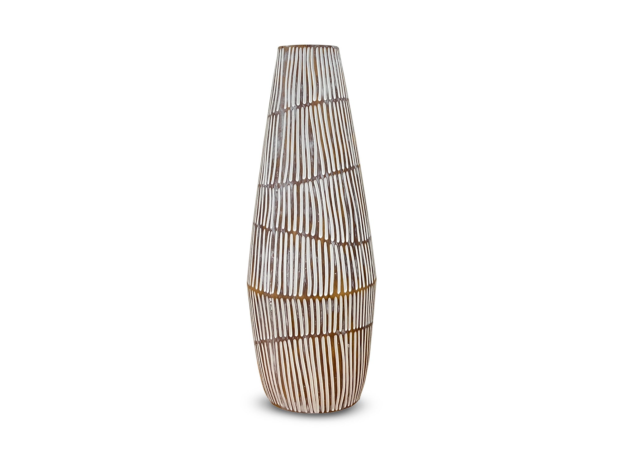 Jarrón XL de madera y poliresina blanca, 47 cm de alto, MAYA