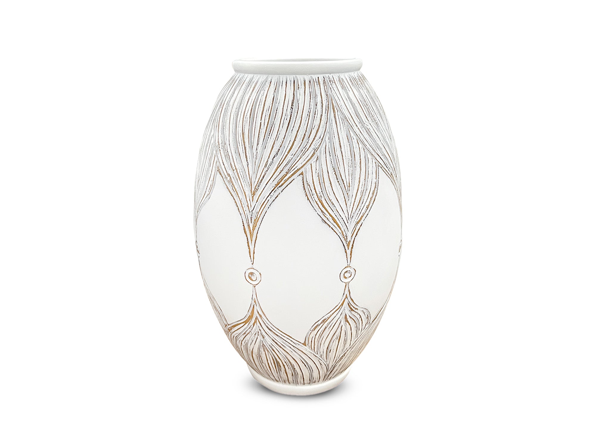 Jarrón MANOLIS de poliresina blanca, 36 cm de alto