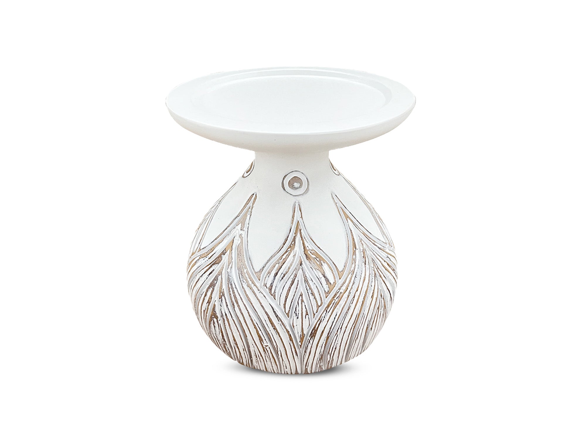 Candelabro de poliresina blanca, 16 cm de alto, MANOLIS