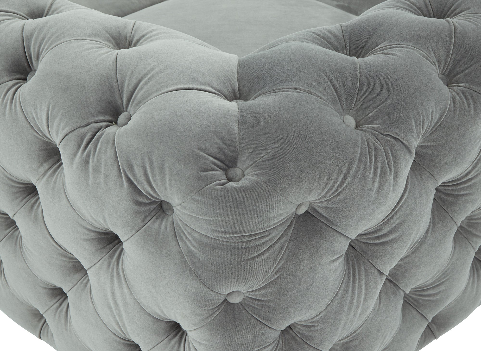 Sofá esquinero reversible CARMEN Chesterfield capitoné en terciopelo gris