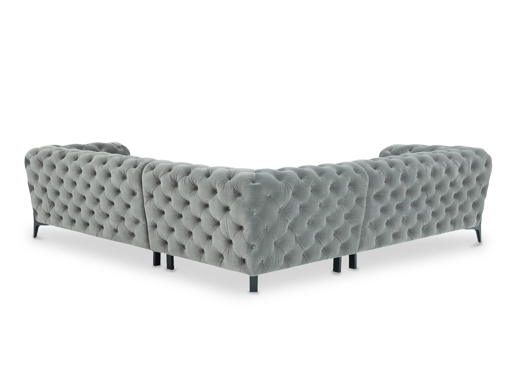 Sofá esquinero capitoné Chesterfield de terciopelo gris CARMEN