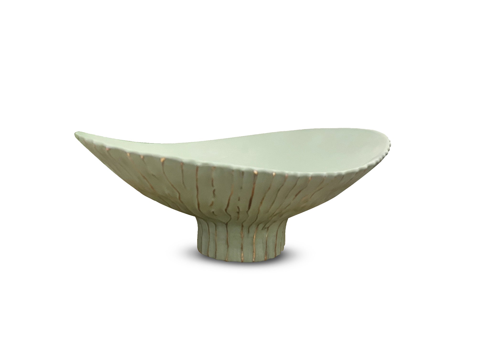 Cuenco ovalado de poliresina verde y dorada, 46 cm, GABY