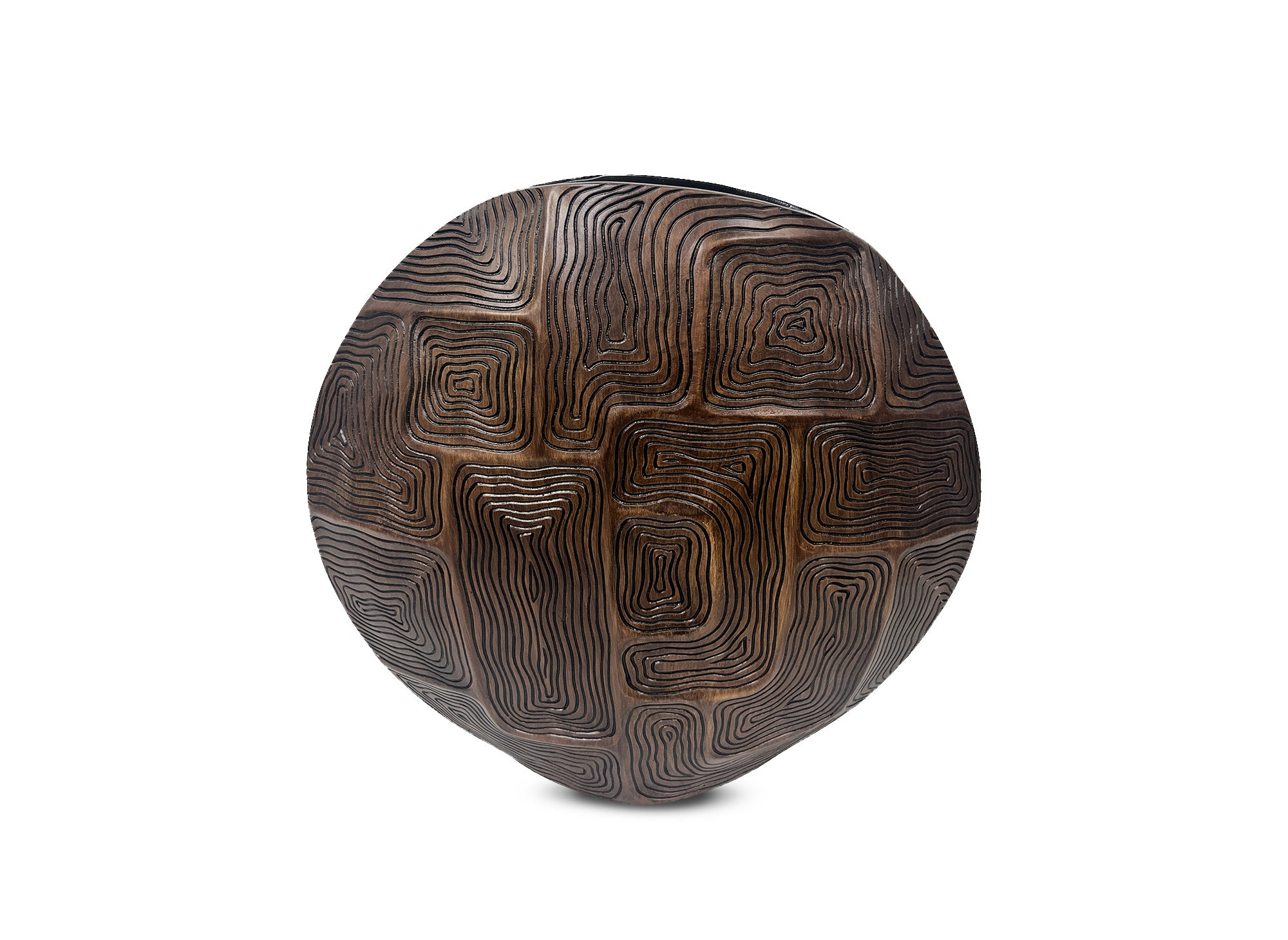 Jarrón redondo de resina negra y marrón, 34 cm de alto, ARBORA