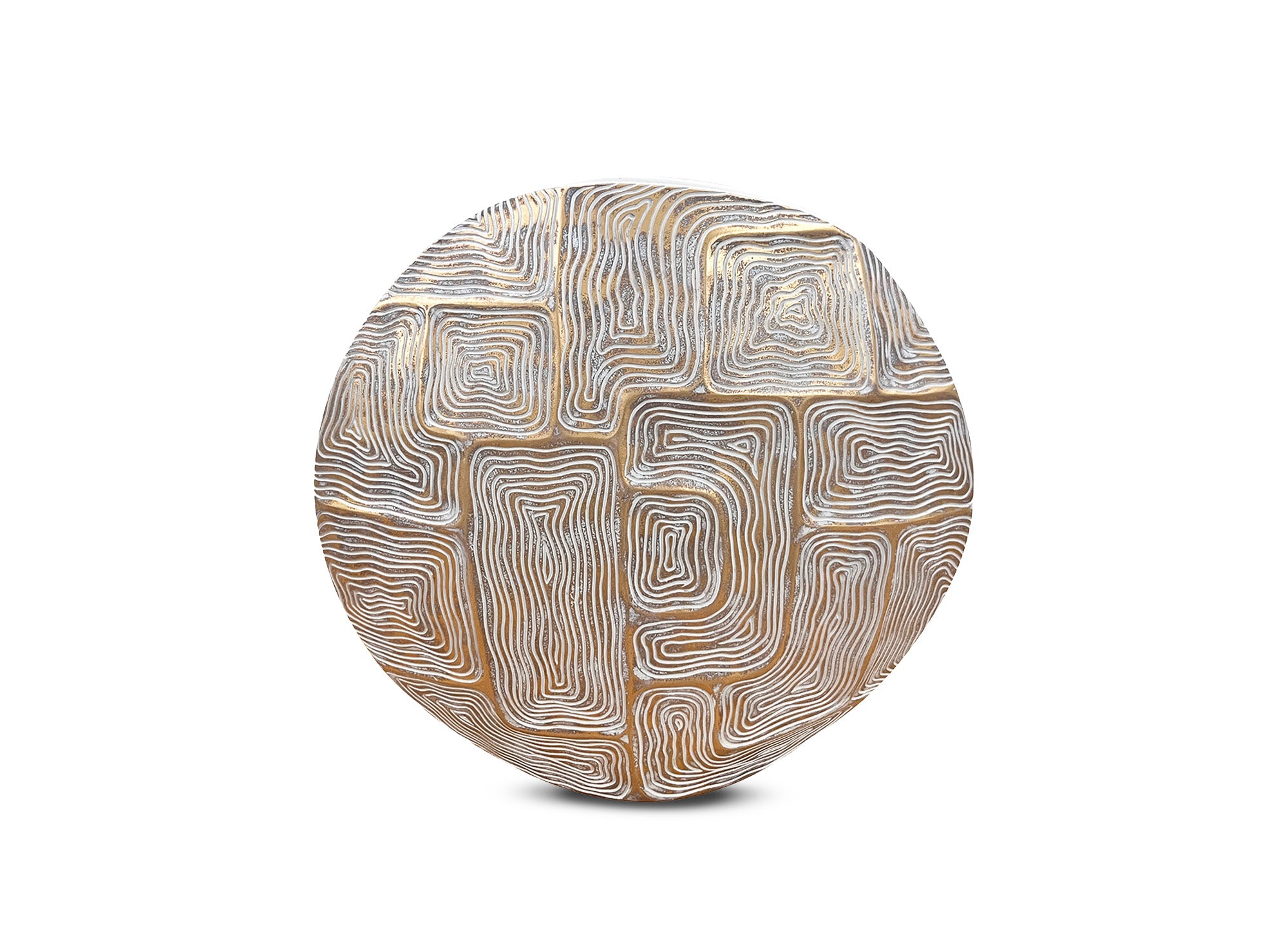 Jarrón redondo de resina blanca y dorada, 34 cm de alto, ARBORA