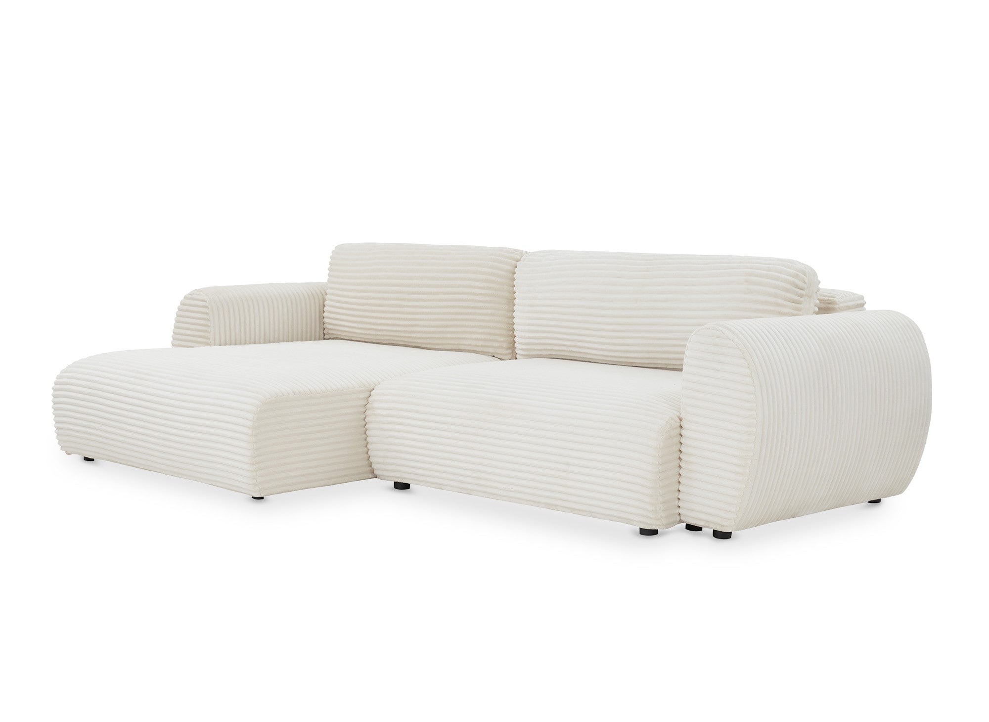 Sofá cama esquinero TILDA con almacenaje en suave pana beige - Esquina izquierda