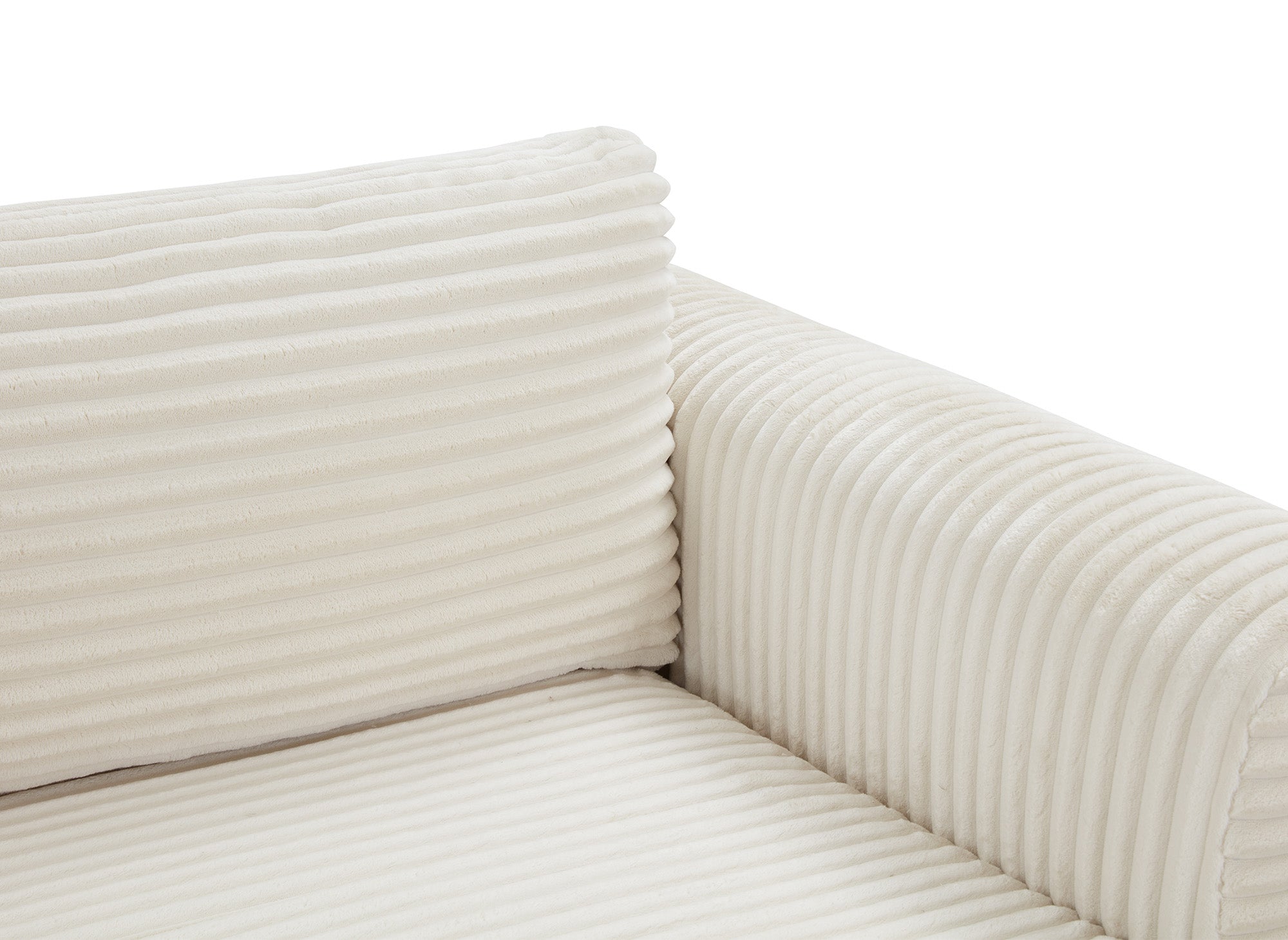 Sofá esquinero convertible TILDA con almacenaje en suave terciopelo de pana beige - Esquinero derecho