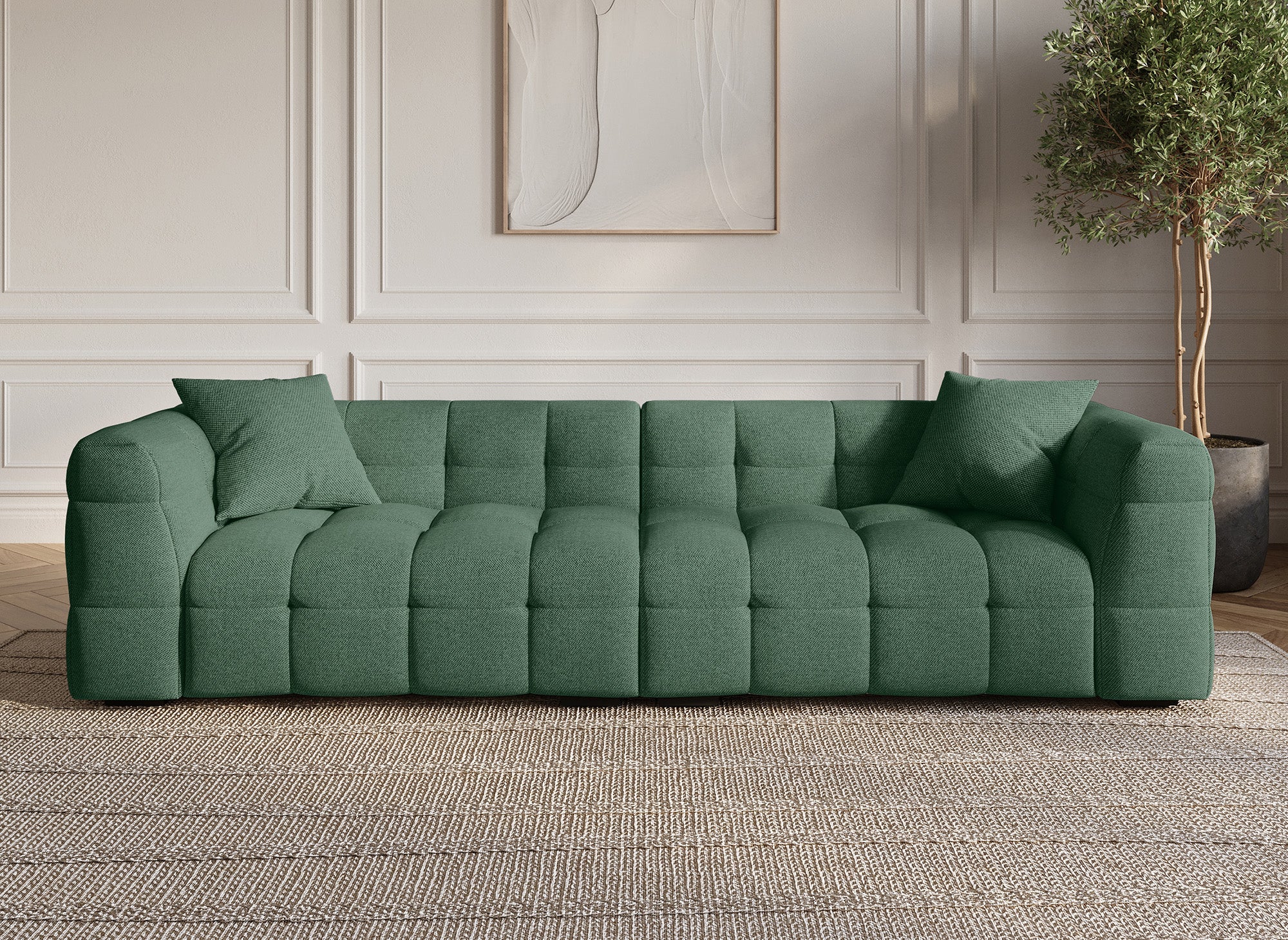 Sofá BELLA de 4 plazas en tela verde