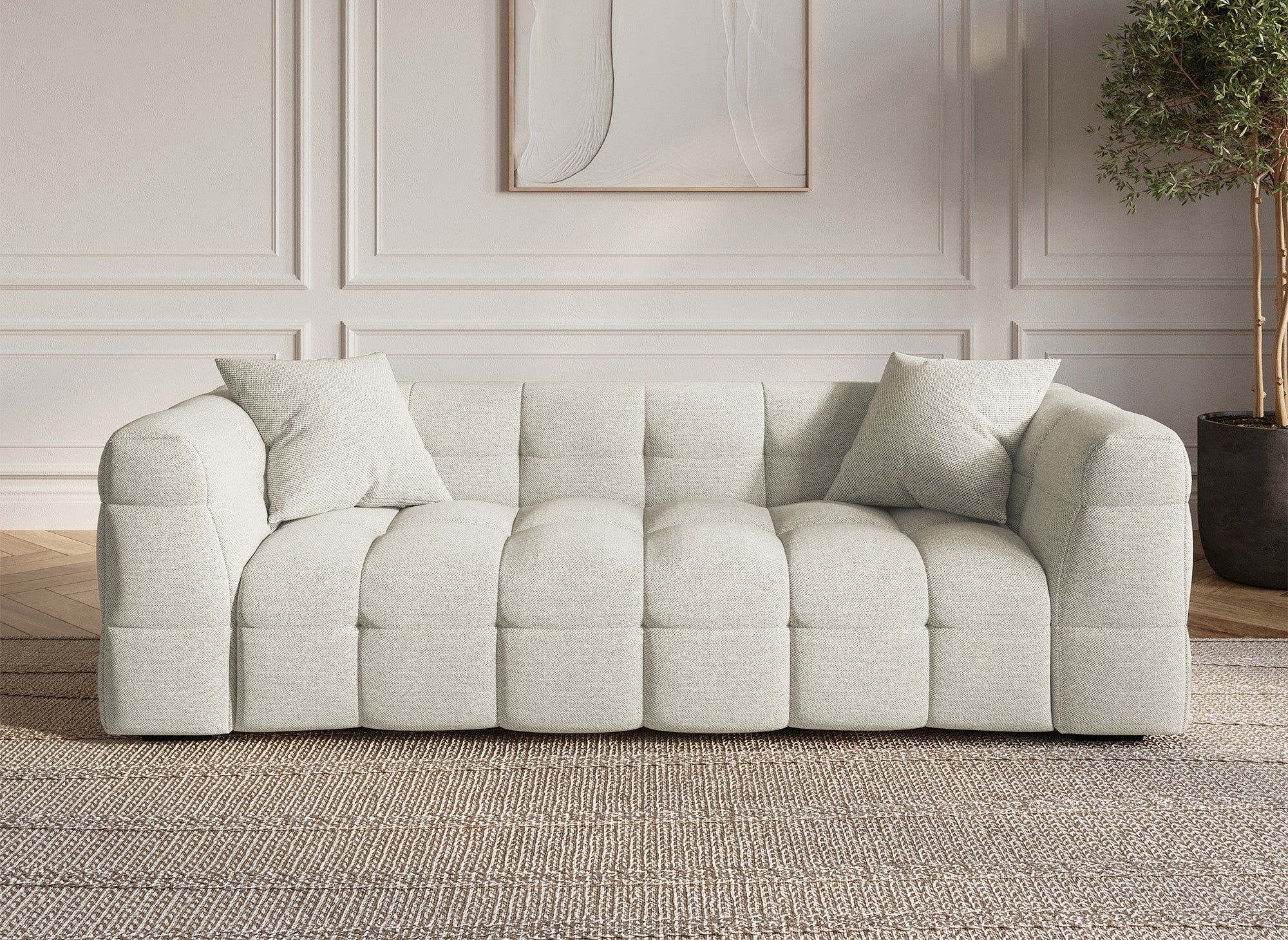 Sofá BELLA de 3 plazas en tela beige