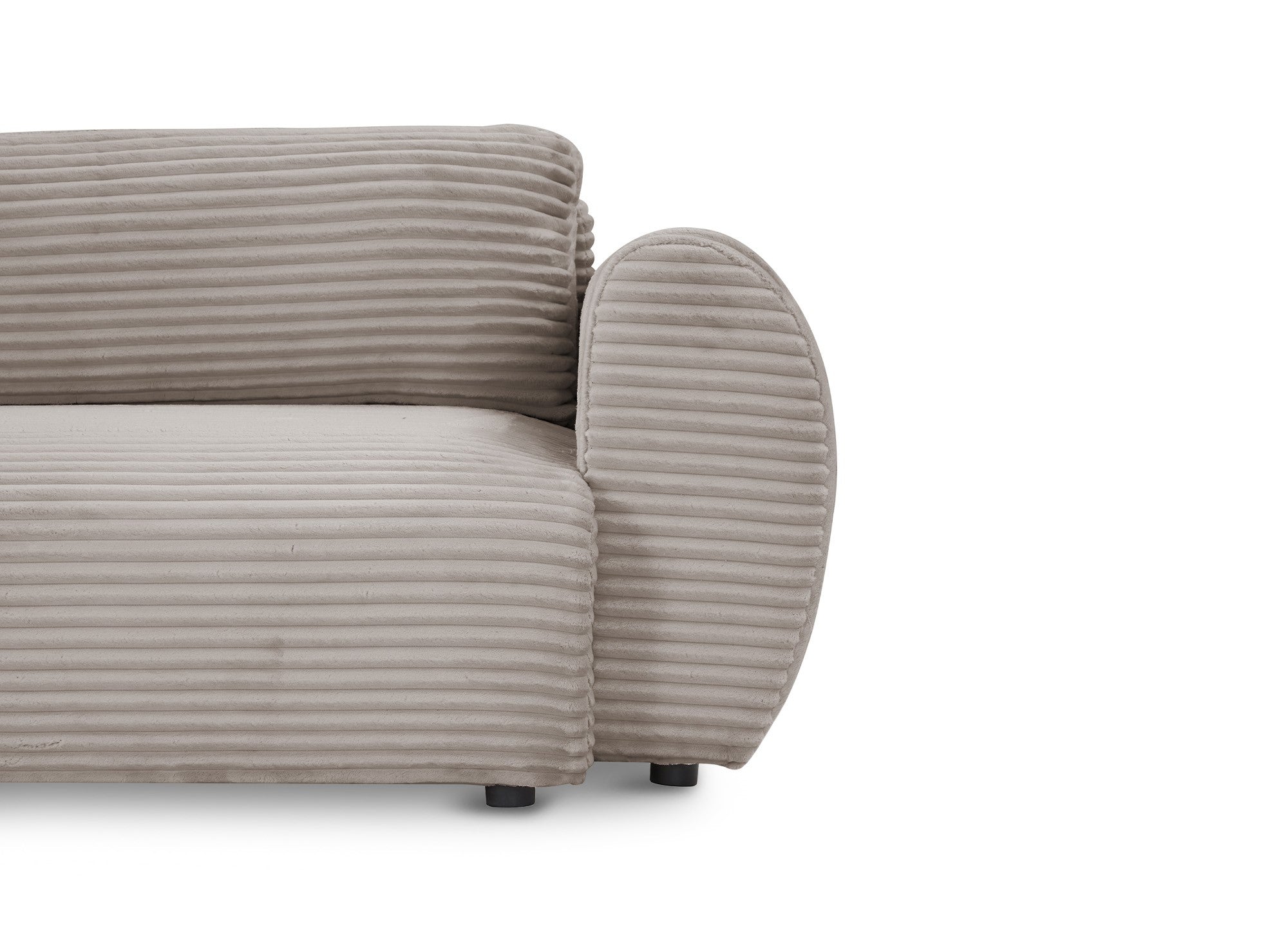 Sofá cama esquinero TILDA con almacenaje en pana color topo suave - Esquina izquierda