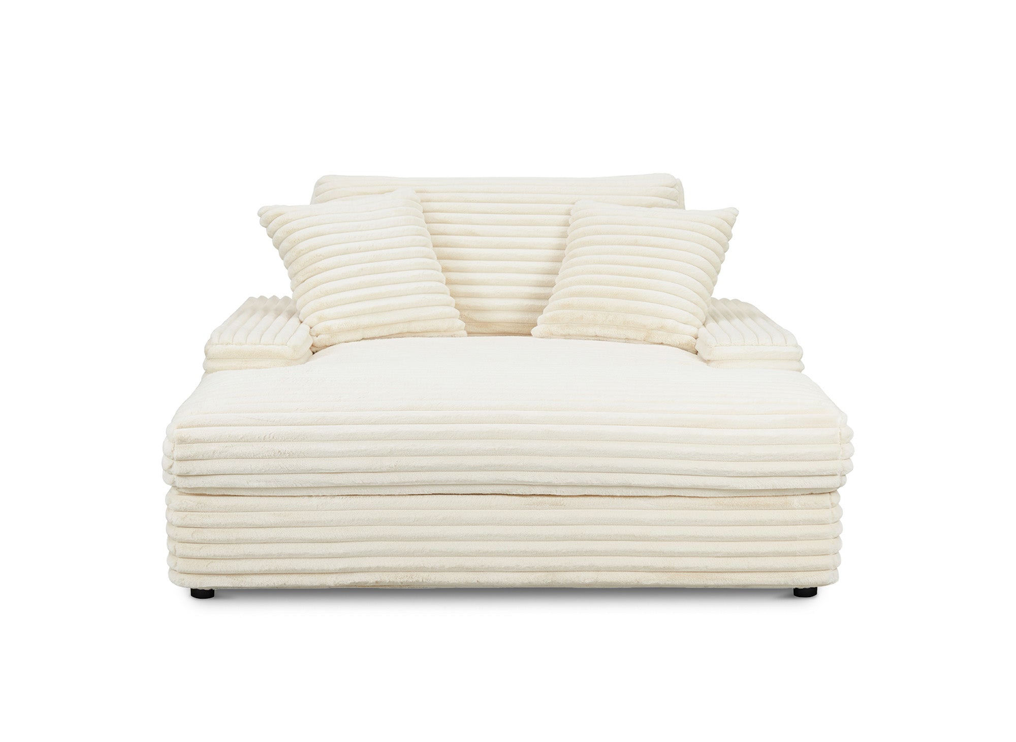 Chaise longue DAHO color beige con suave tejido acanalado