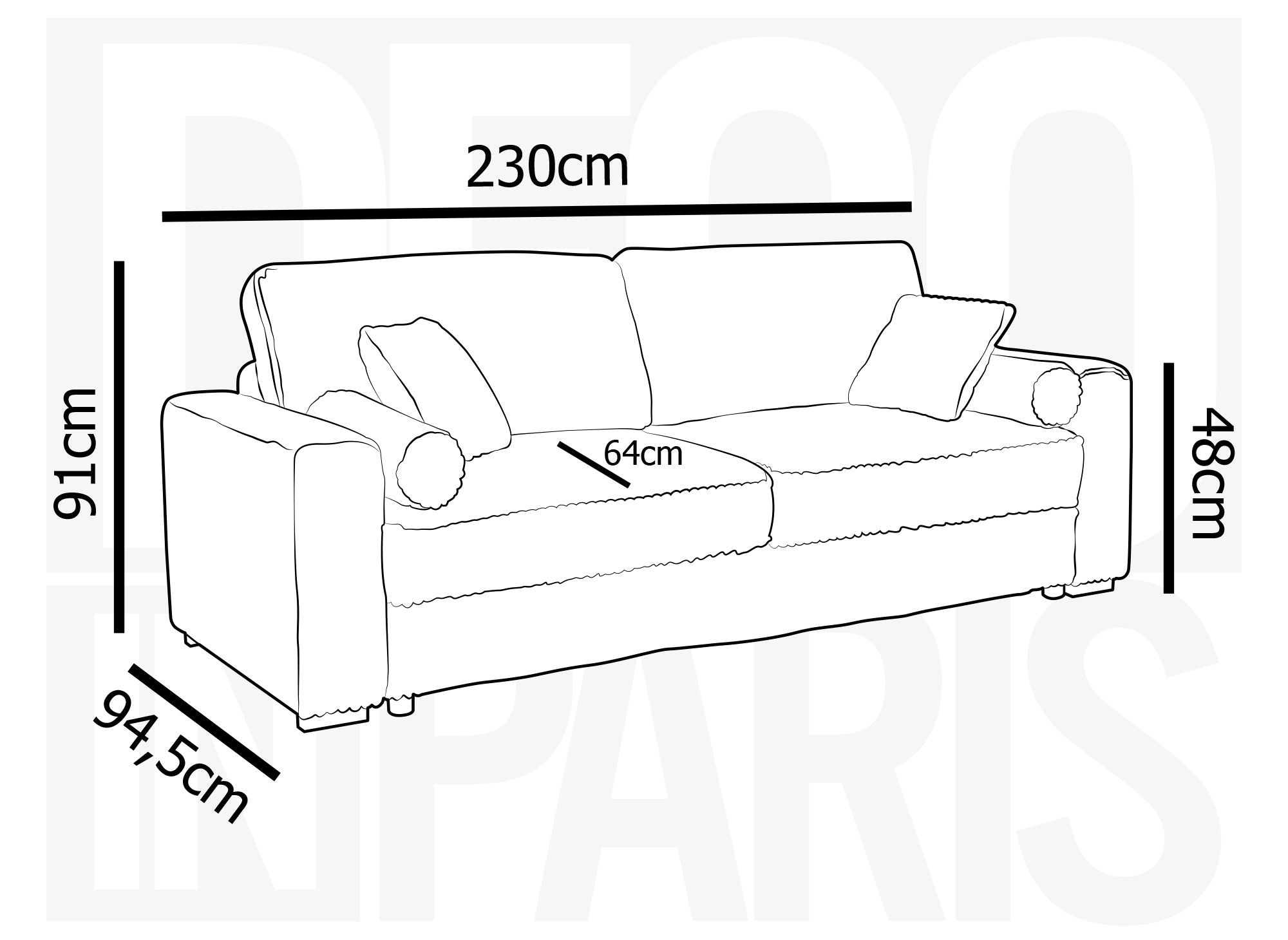 Sofá cama ALINE de 3 plazas en pana gruesa color beige