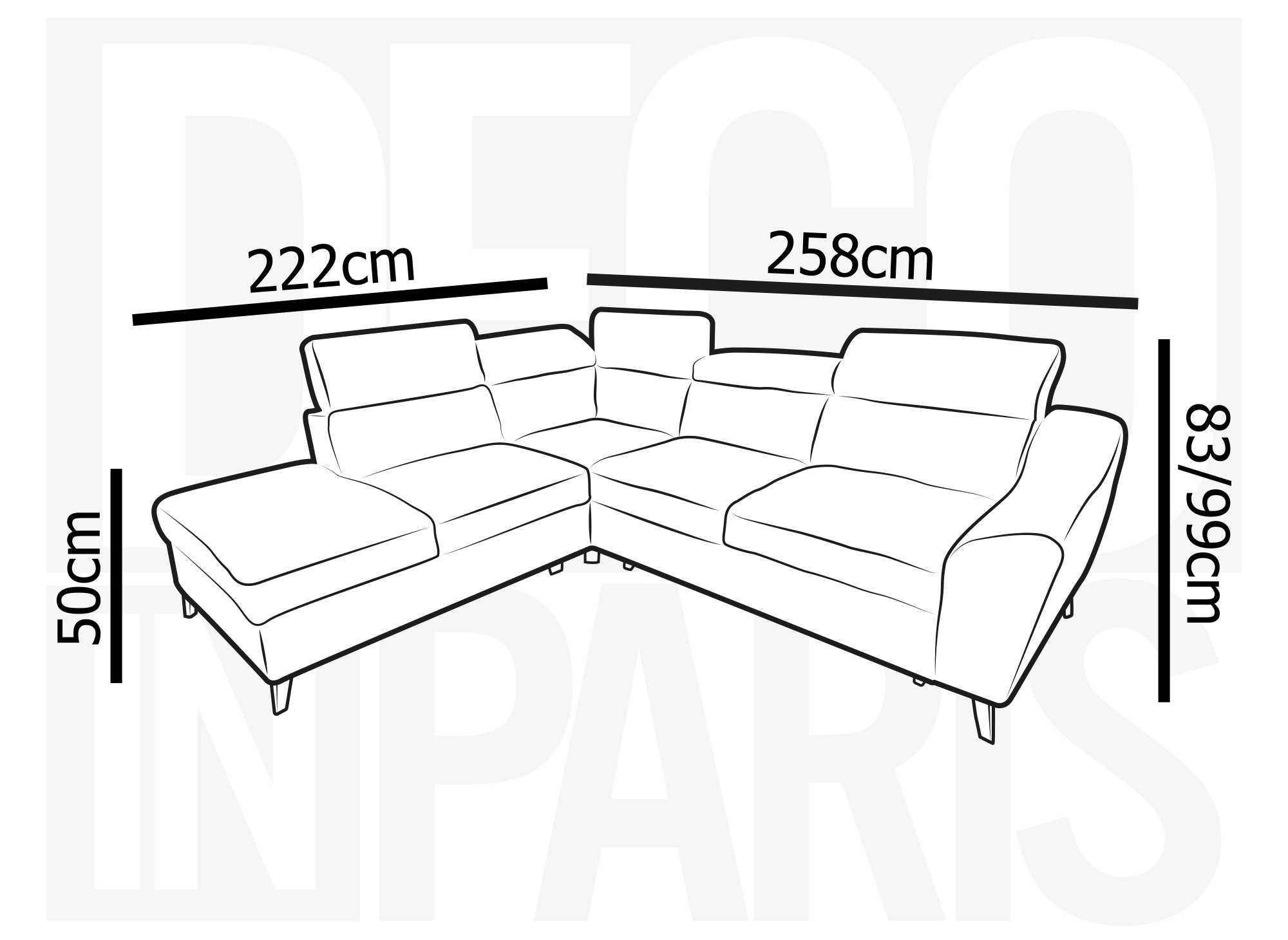 Sofá cama esquinero DALTON con almacenaje en pana gruesa color beige - Esquina izquierda