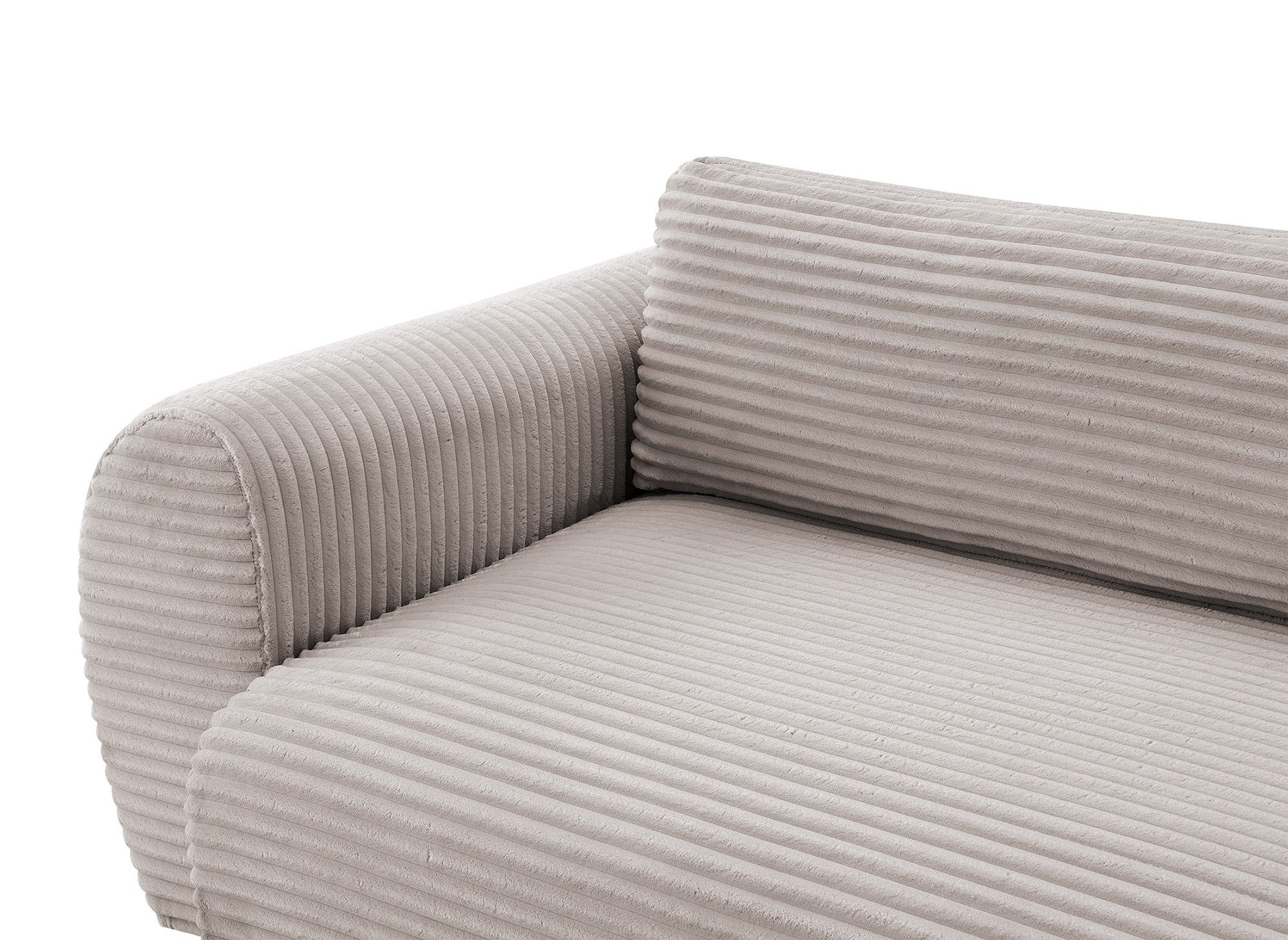 Sofá cama esquinero TILDA con chaise longue y almacenaje en suave color topo acanalado - Esquina izquierda