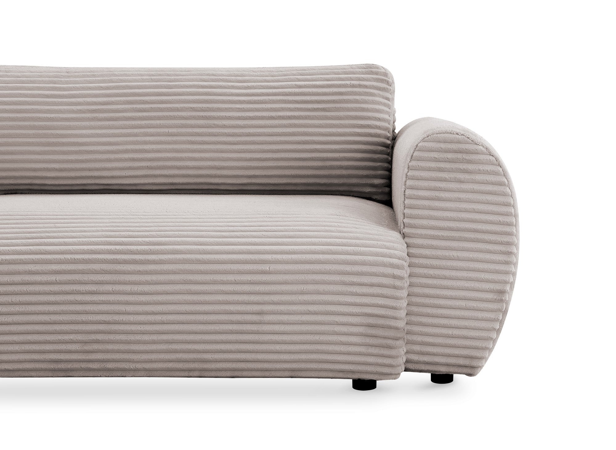 Sofá cama esquinero TILDA con chaise longue y almacenaje en suave color topo acanalado - Esquina izquierda