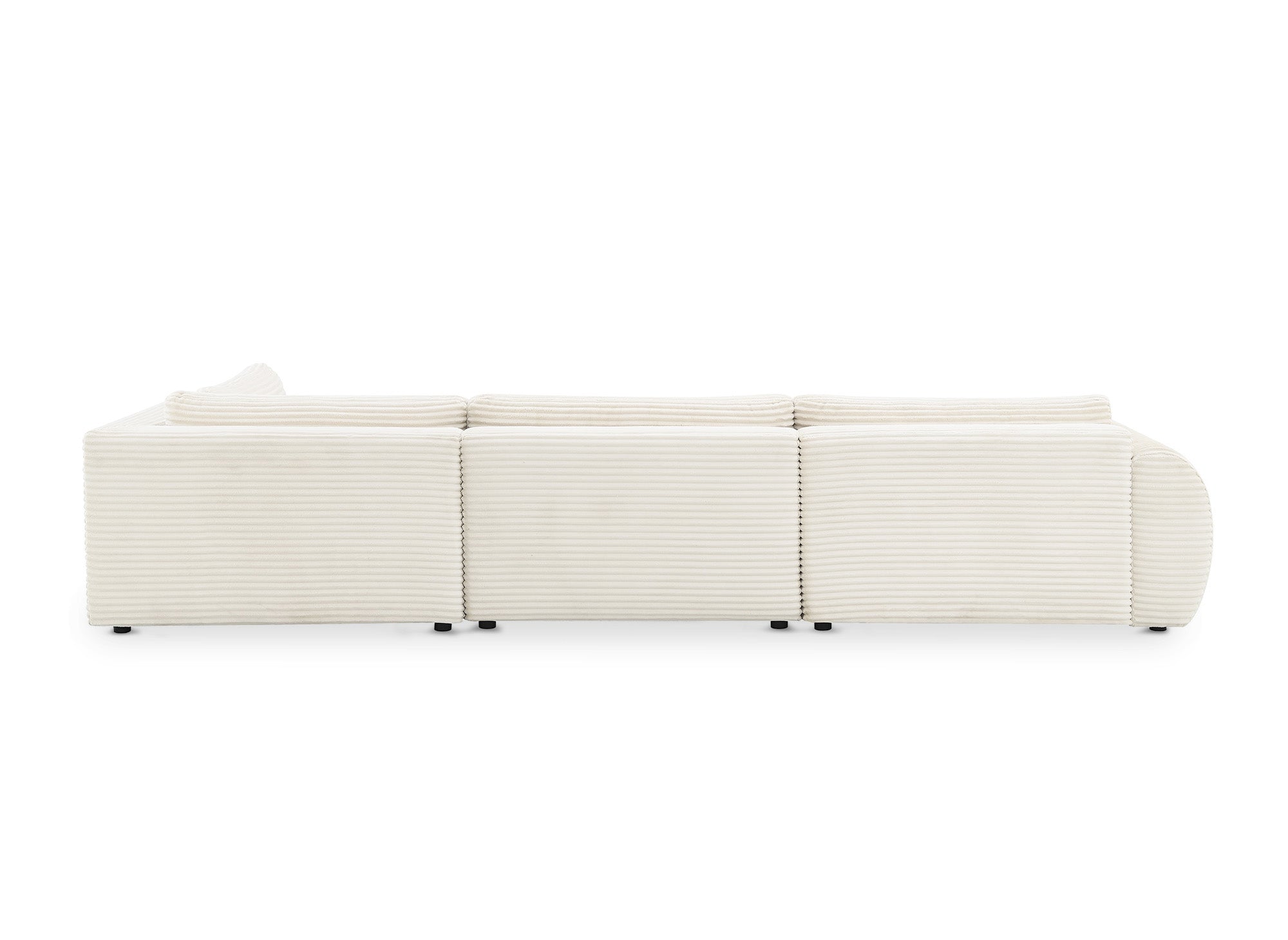 Sofá cama panorámico convertible TILDA con almacenaje en terciopelo de pana beige - Esquina derecha
