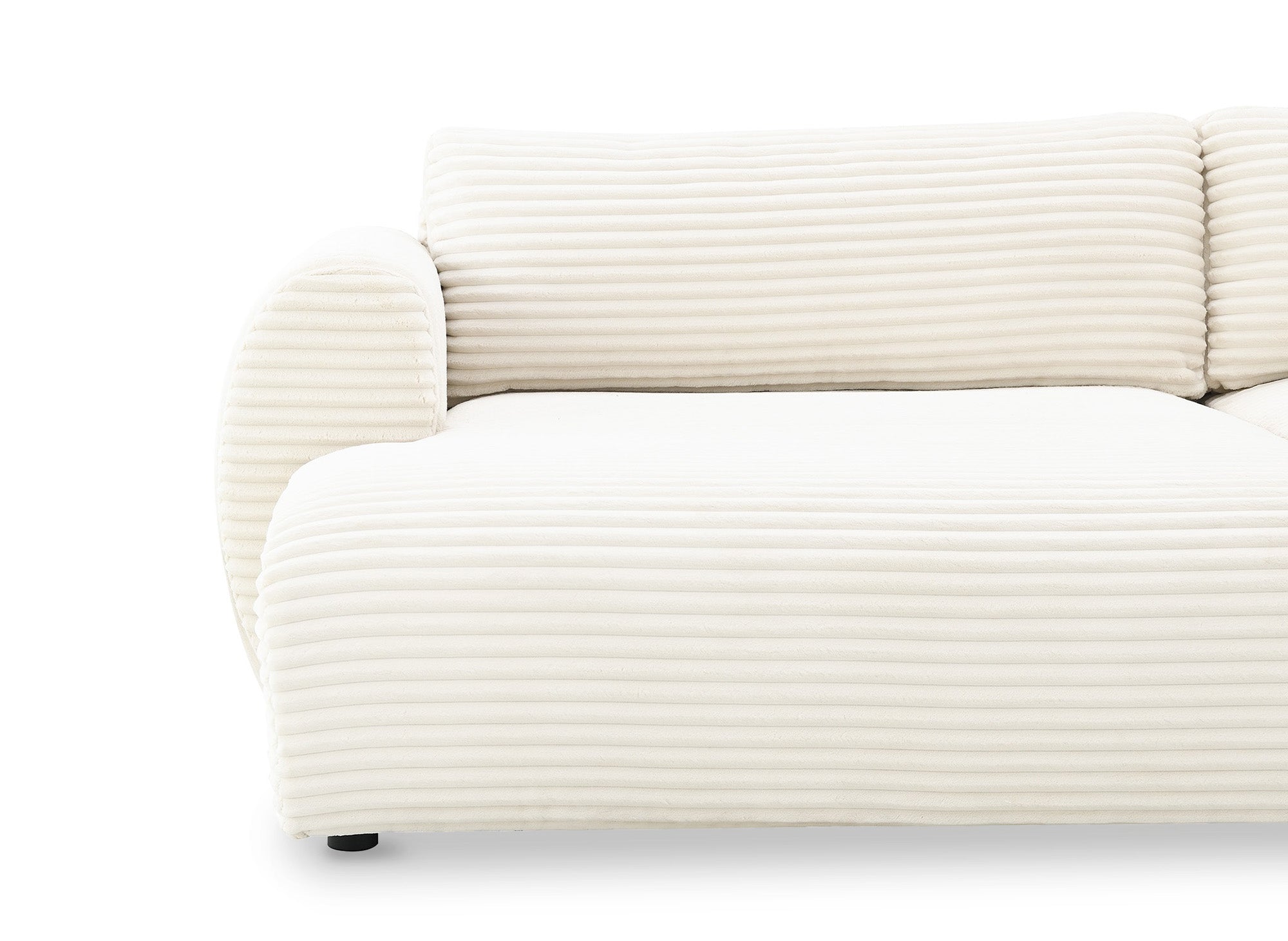 Sofá cama panorámico convertible TILDA con almacenaje en terciopelo de pana beige - Esquina derecha