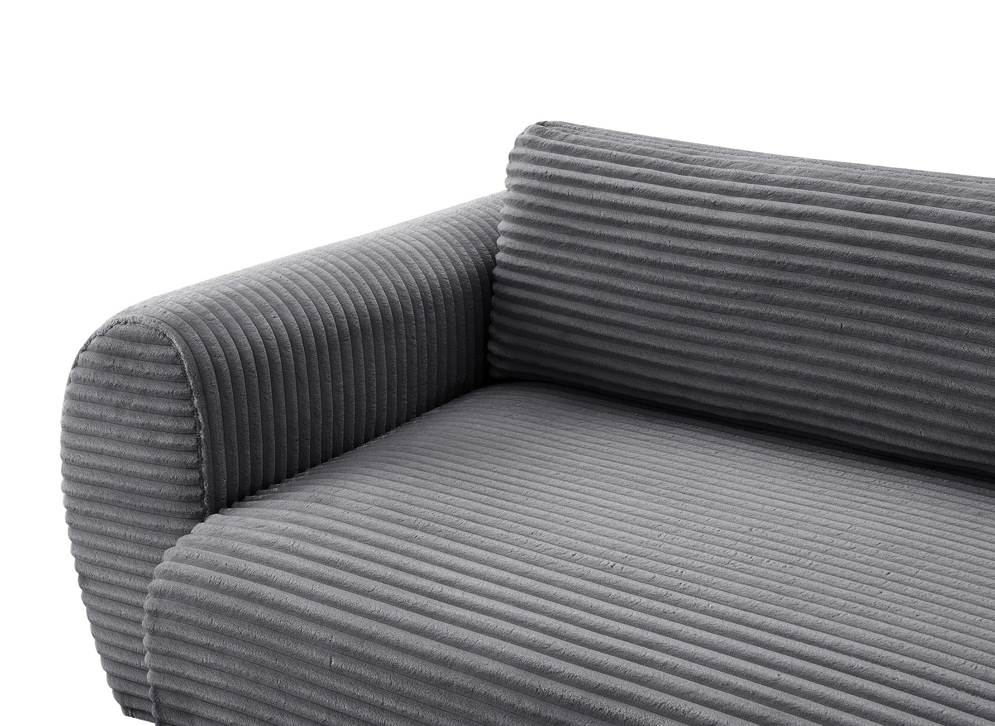 Sofá cama esquinero TILDA con chaise longue y almacenaje en tejido acanalado gris suave - Esquina izquierda