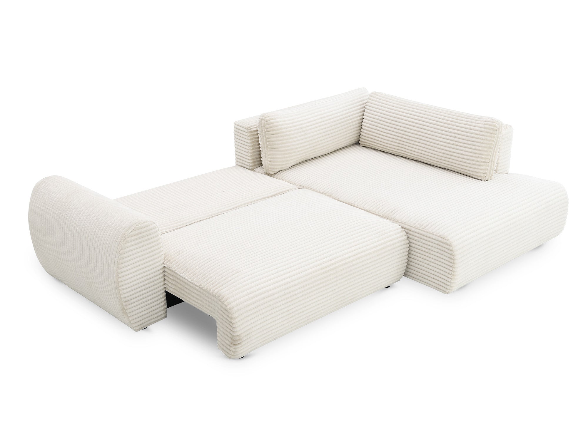 Sofá esquinero convertible TILDA con chaise longue y almacenaje en suave tejido acanalado beige - Esquinero derecho