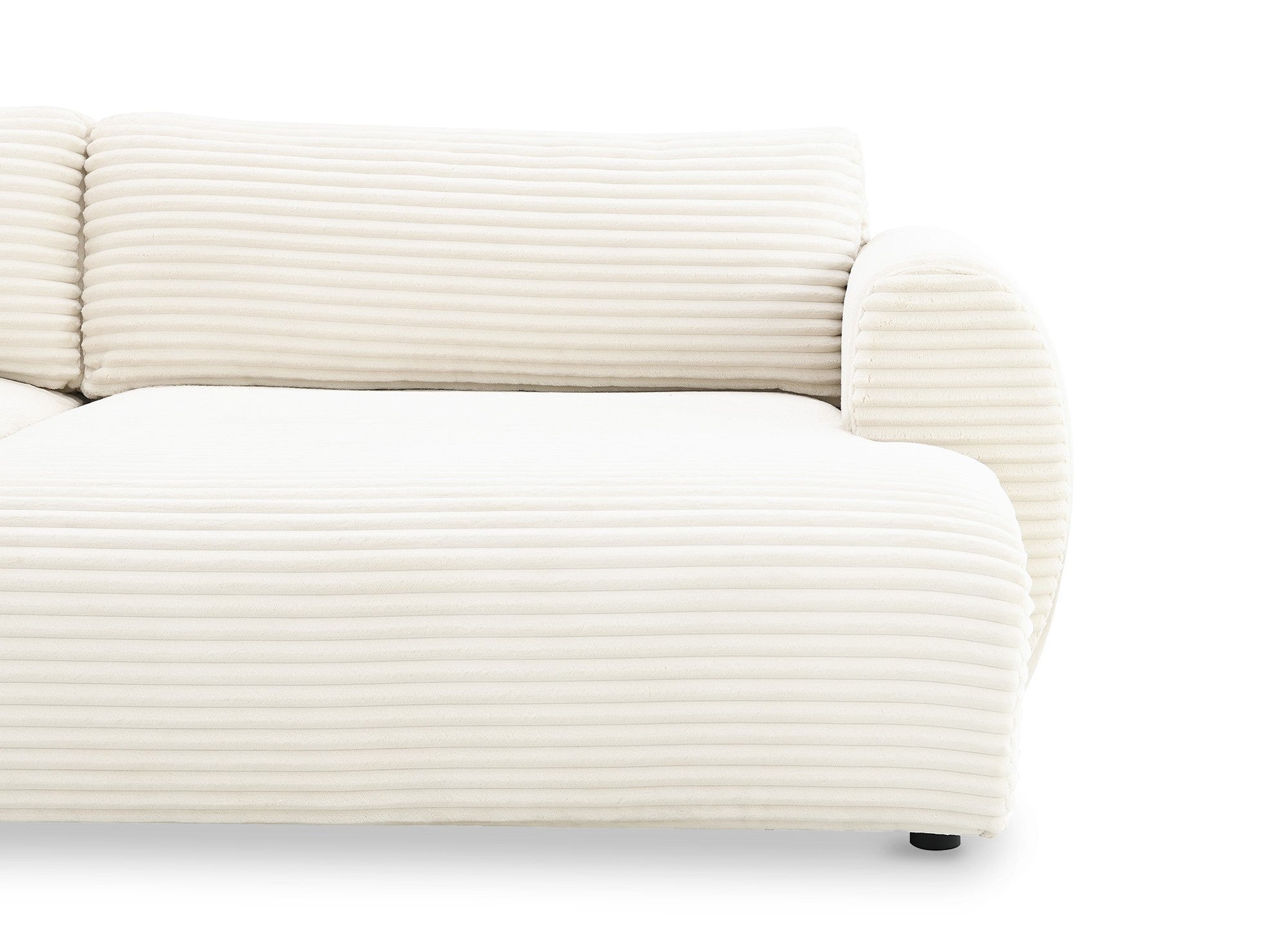 Sofá cama panorámico convertible TILDA con almacenaje en terciopelo de pana beige - Esquina izquierda