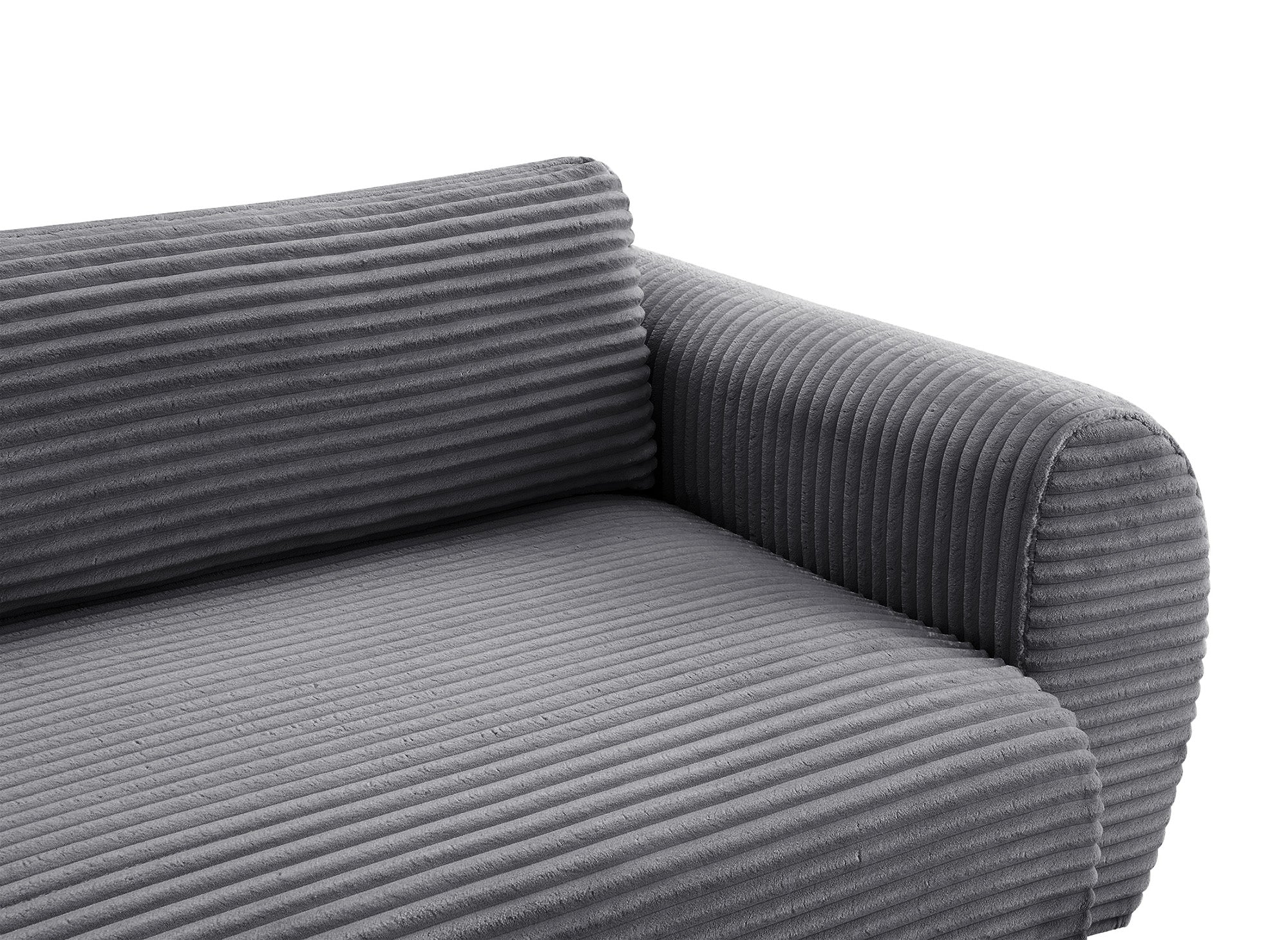 Sofá cama esquinero TILDA con chaise longue y almacenaje en pana gris gruesa - Esquina derecha