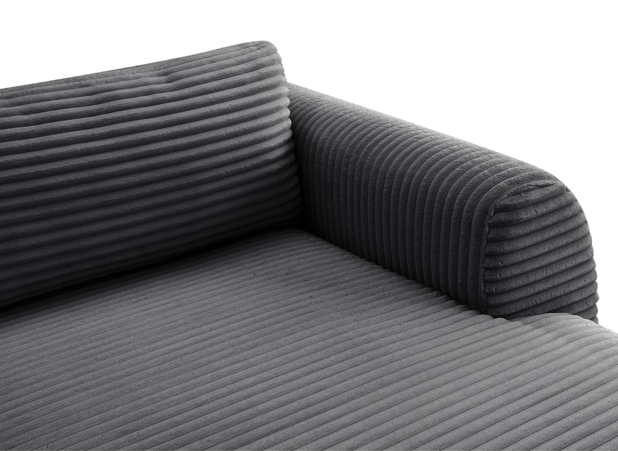 Sofá cama panorámico convertible TILDA con almacenaje en terciopelo gris pana - Esquina izquierda