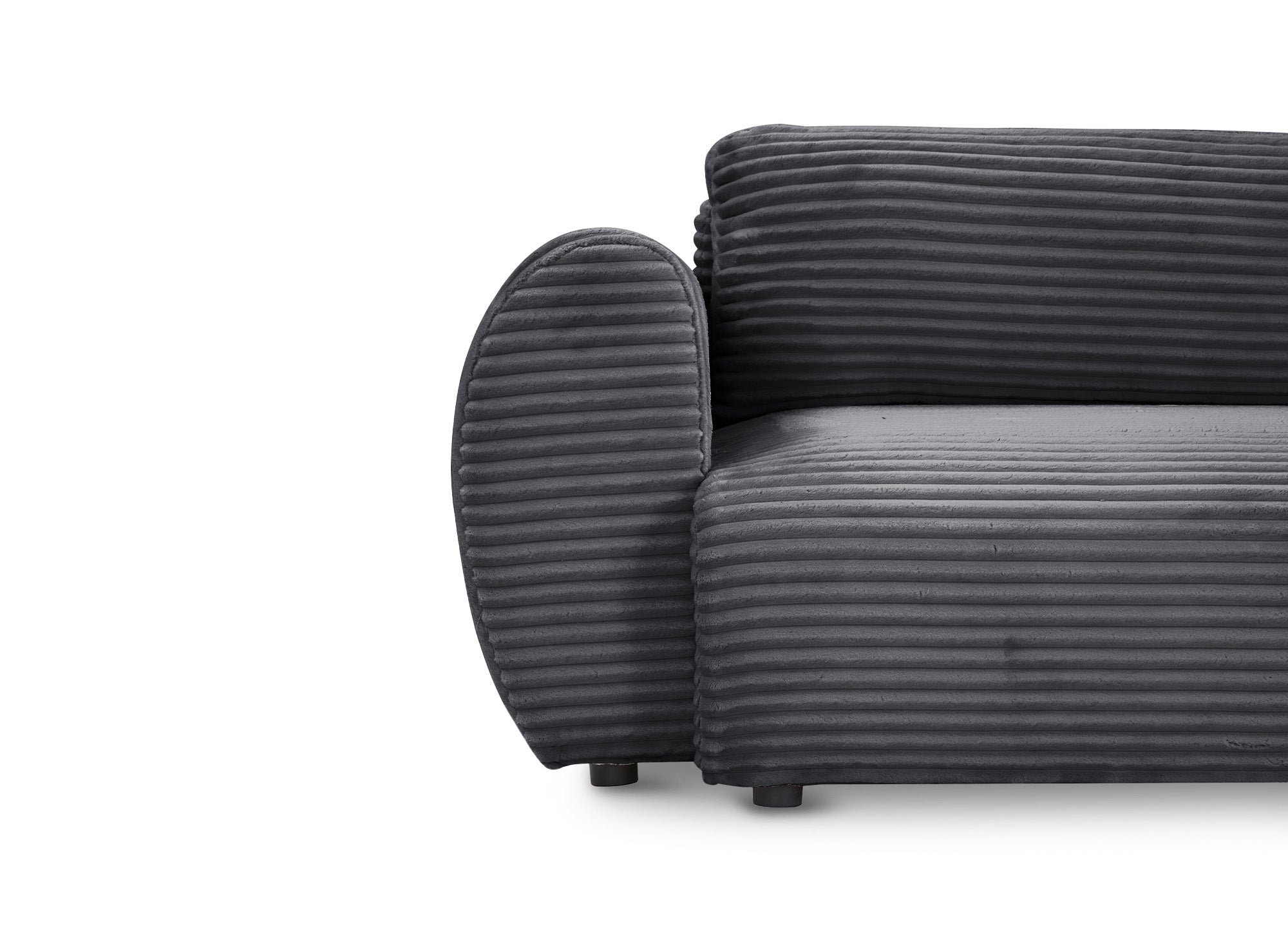 Sofá esquinero convertible TILDA con almacenaje en pana gris suave - Esquinero derecho