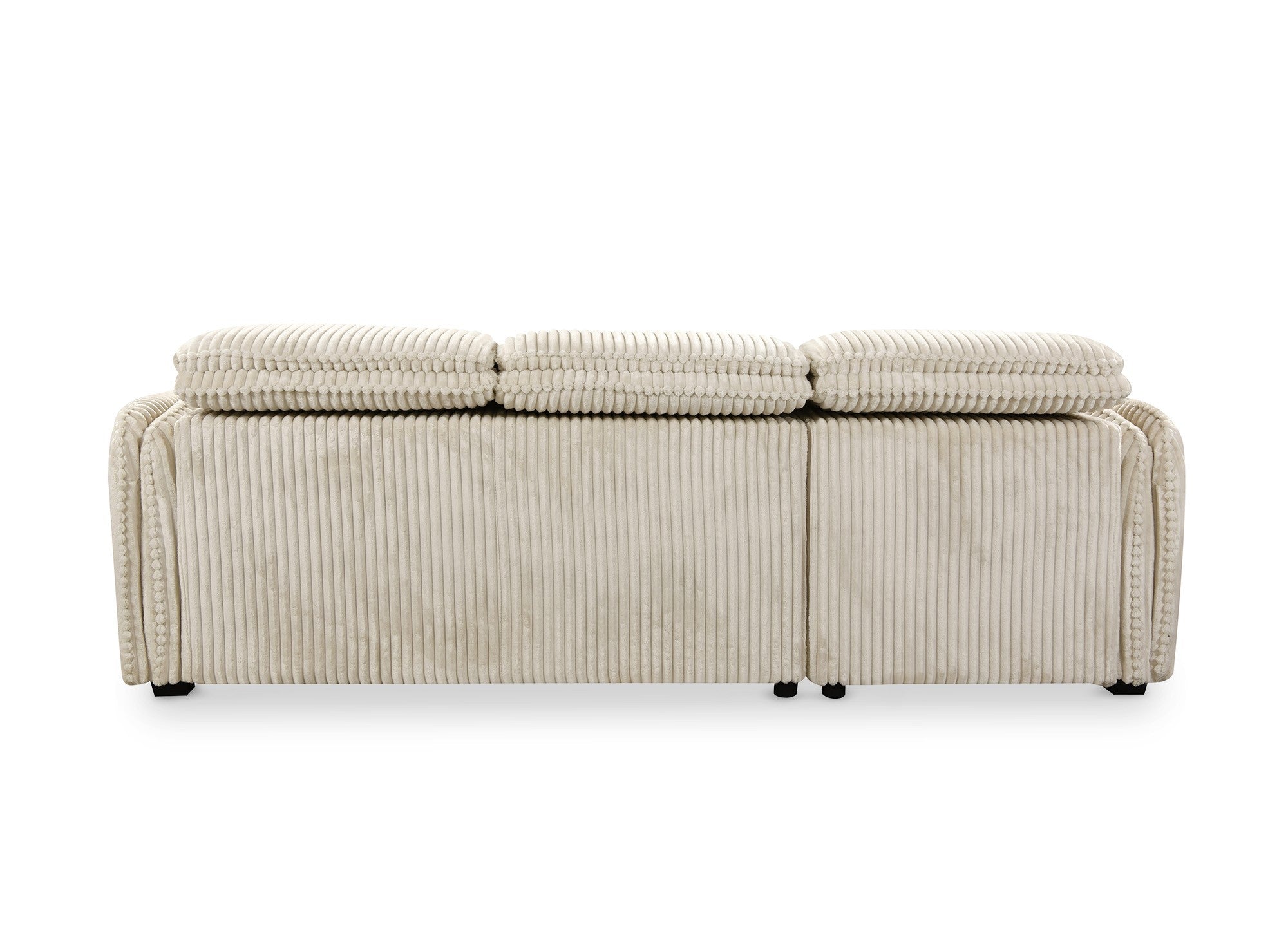 Sofá cama esquinero ISABELLA en pana gruesa color beige - Esquina izquierda