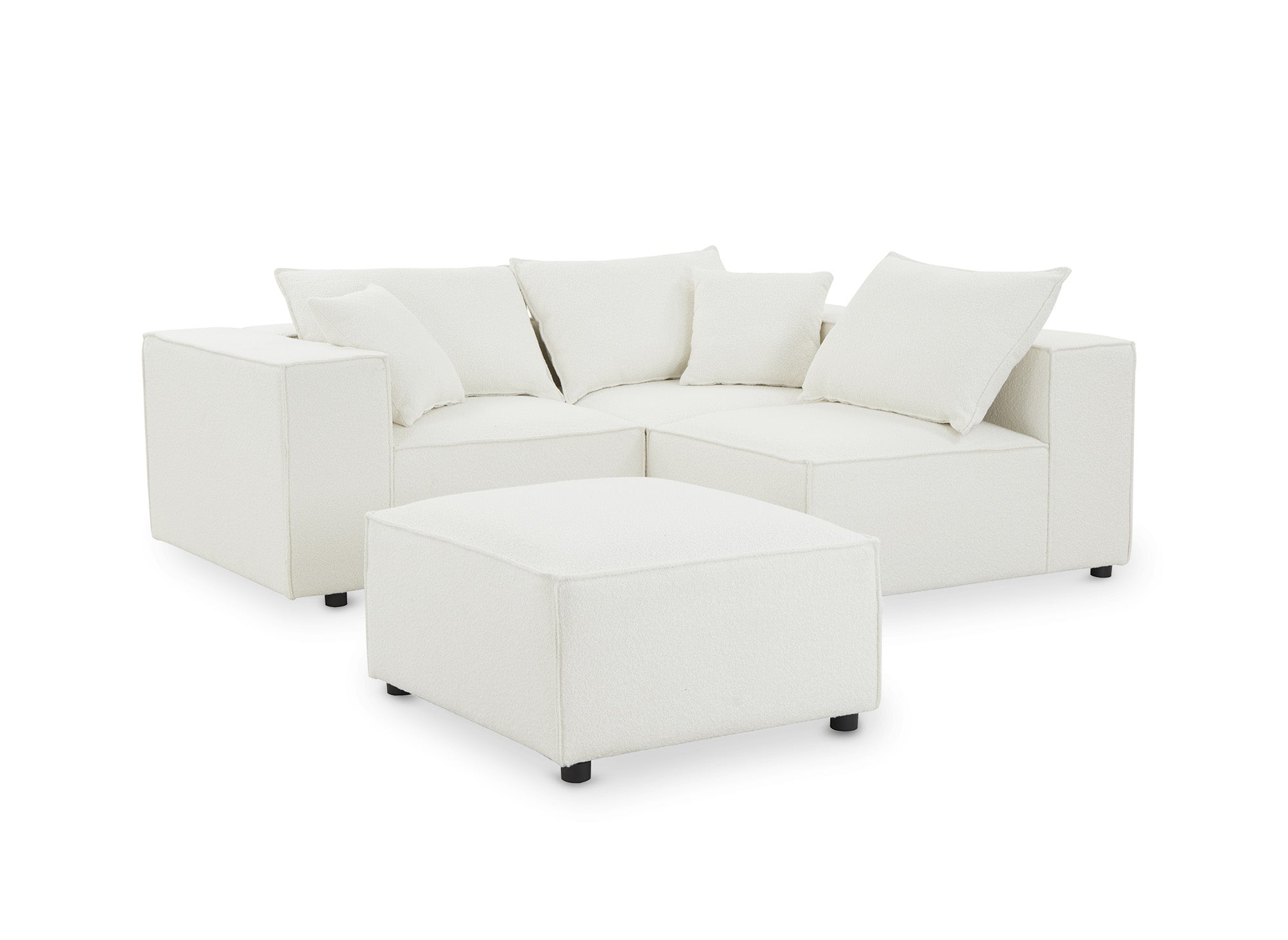 Sofá esquinero modular HARLEM en tejido efecto piel de oveja color blanco hueso