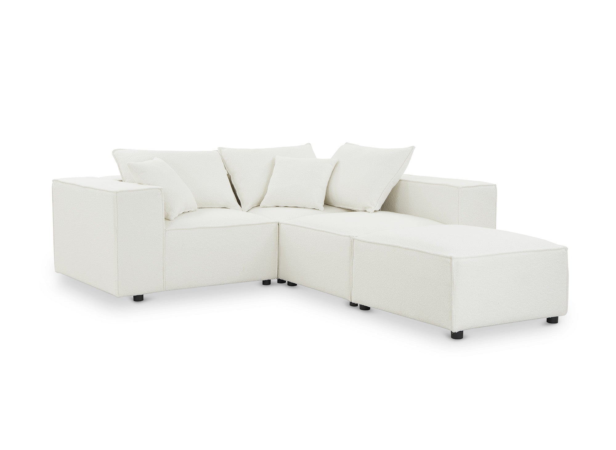 Sofá esquinero modular HARLEM en tejido efecto piel de oveja color blanco hueso