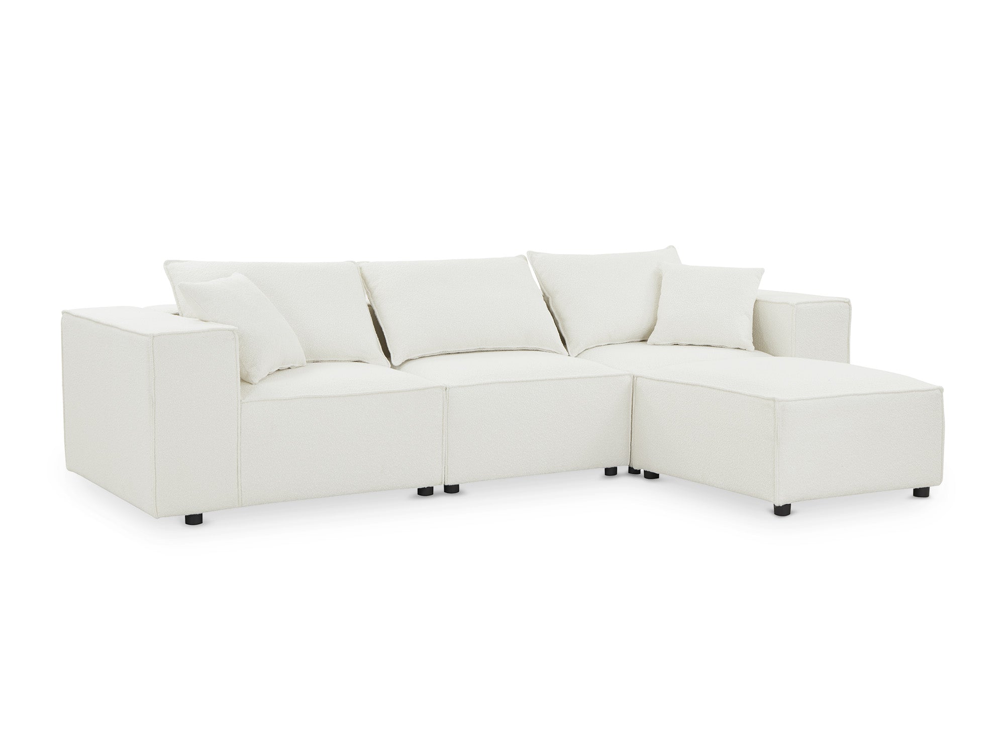 Sofá esquinero modular HARLEM en tejido efecto piel de oveja color blanco hueso