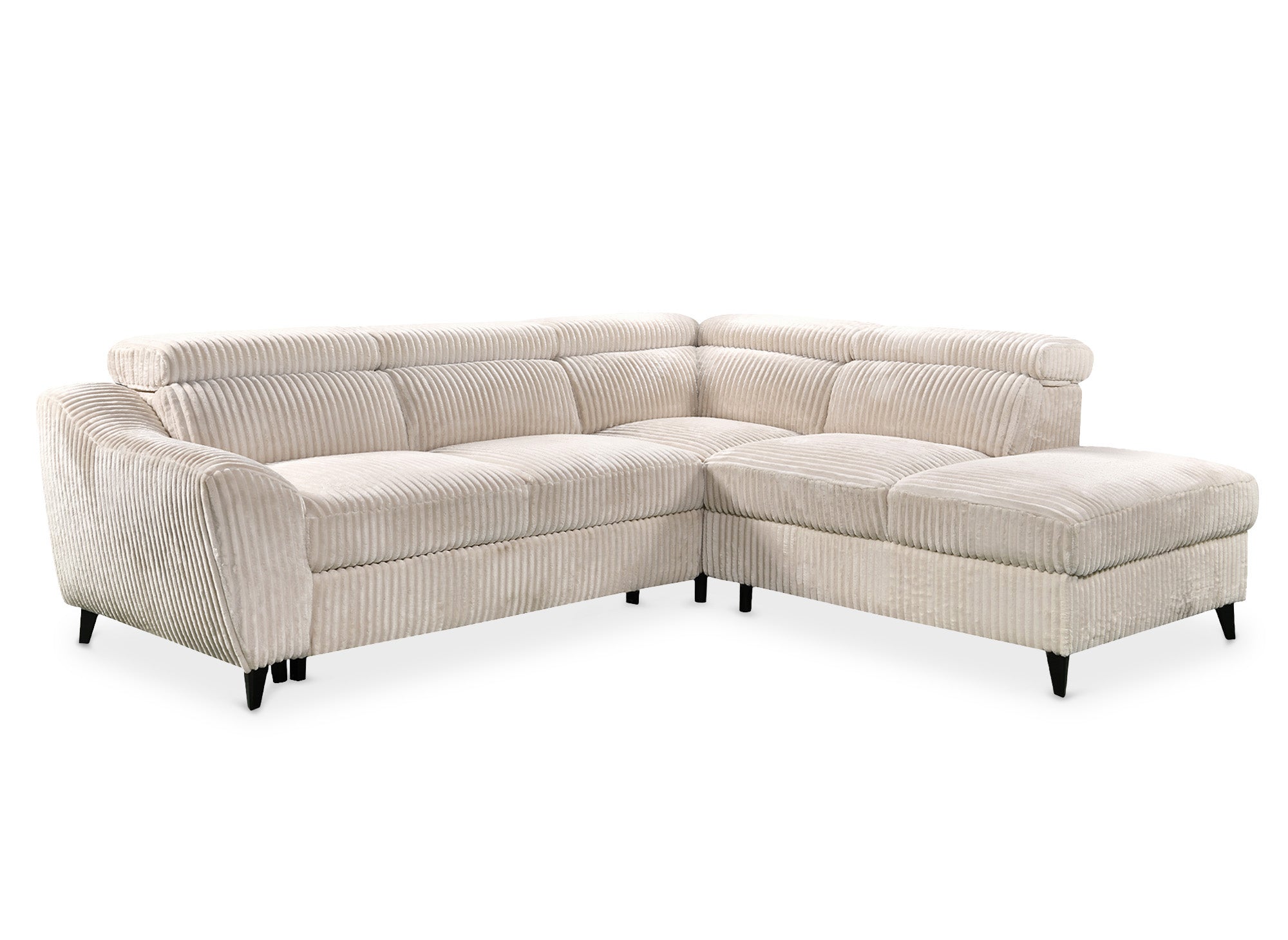 Sofá esquinero convertible DALTON con almacenaje en pana gruesa color beige - Esquinero derecho