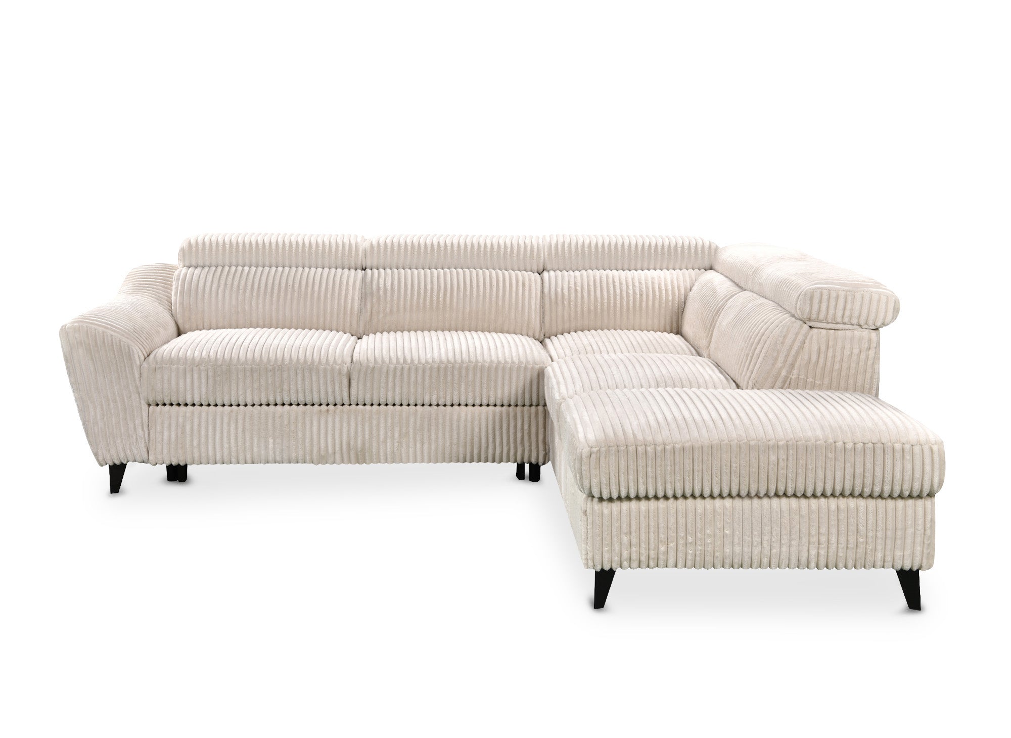 Sofá esquinero convertible DALTON con almacenaje en pana gruesa color beige - Esquinero derecho