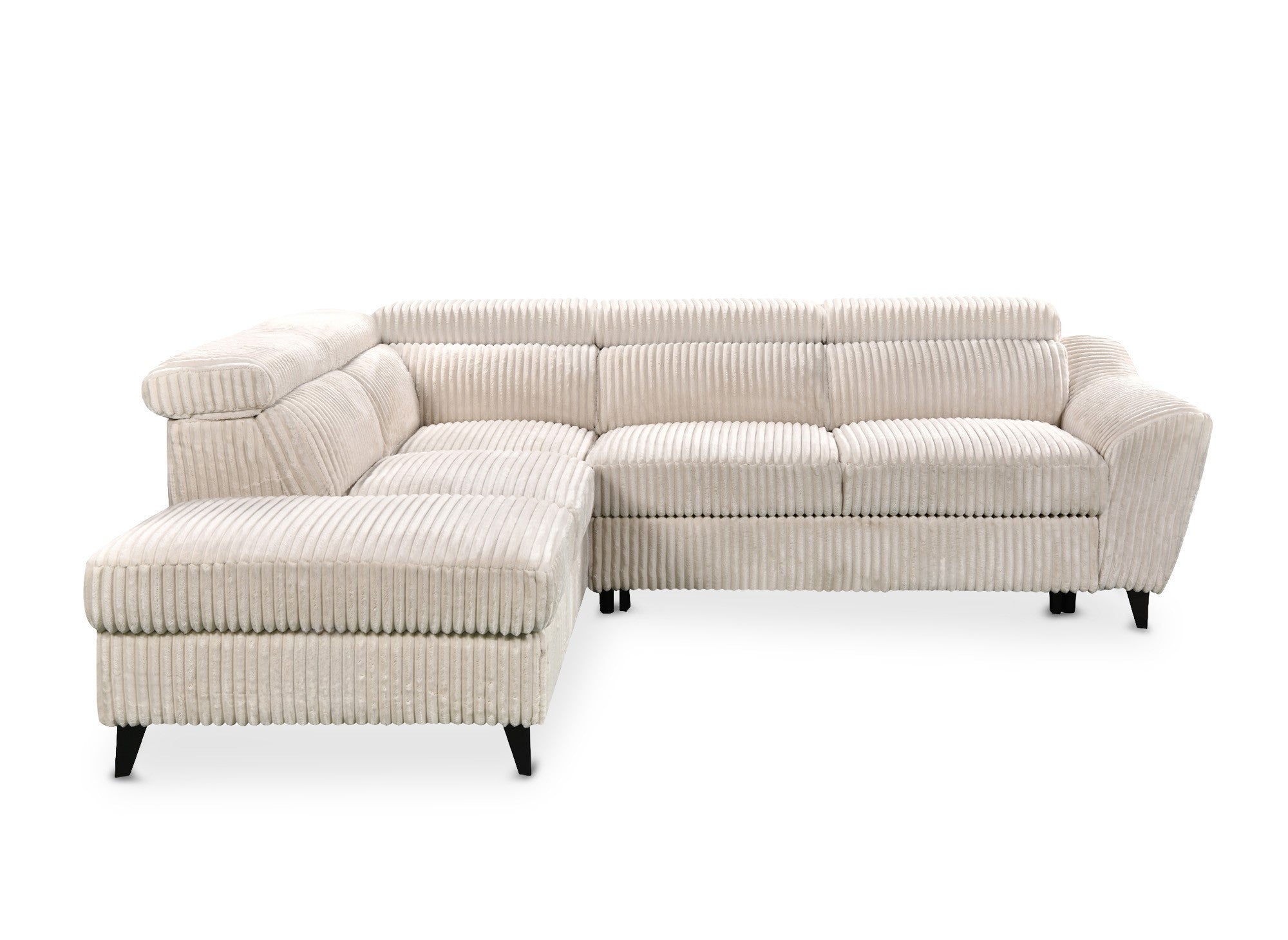 Sofá cama esquinero DALTON con almacenaje en pana gruesa color beige - Esquina izquierda