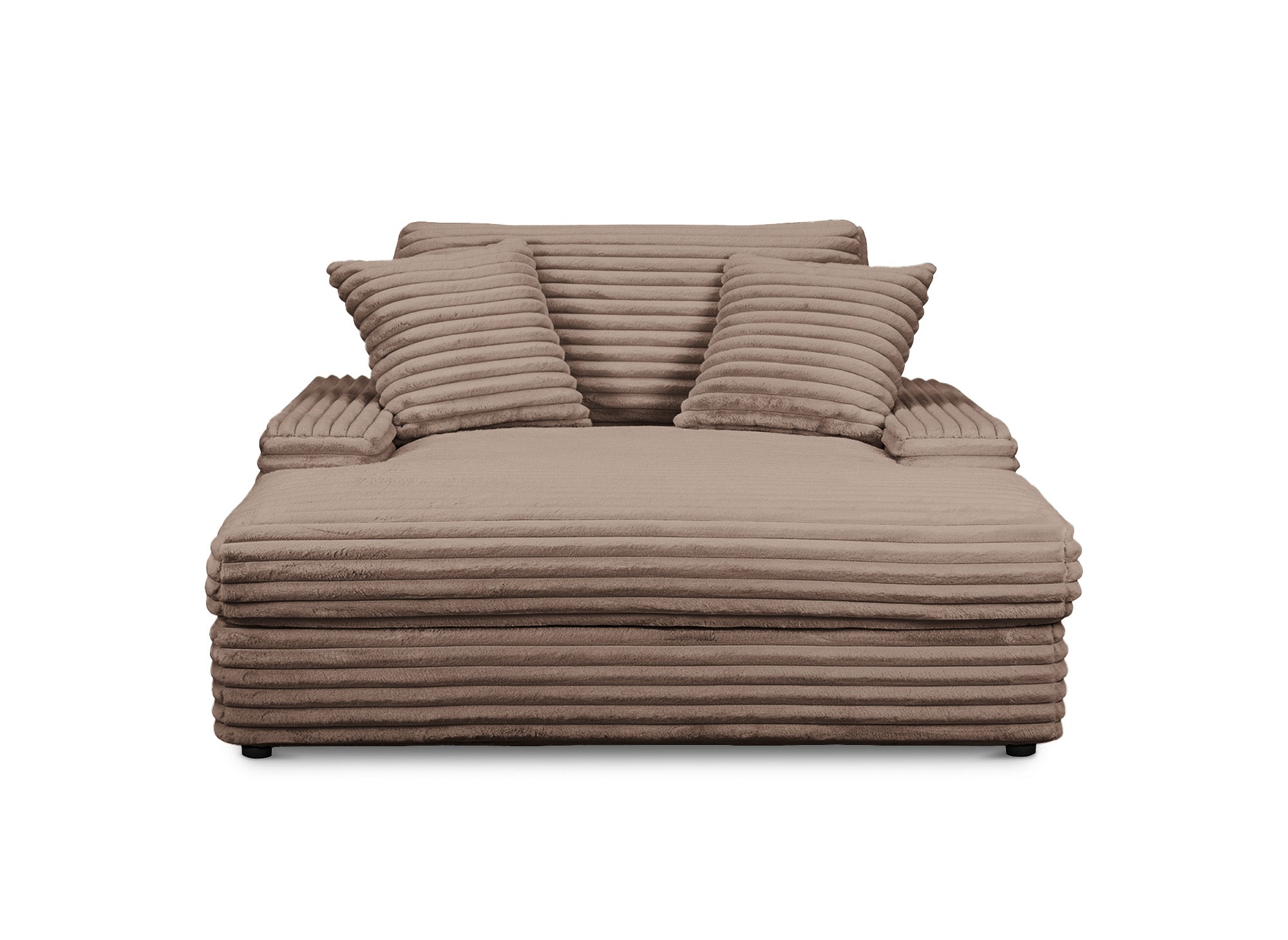 Chaise longue DAHO de color topo con suave tejido acanalado