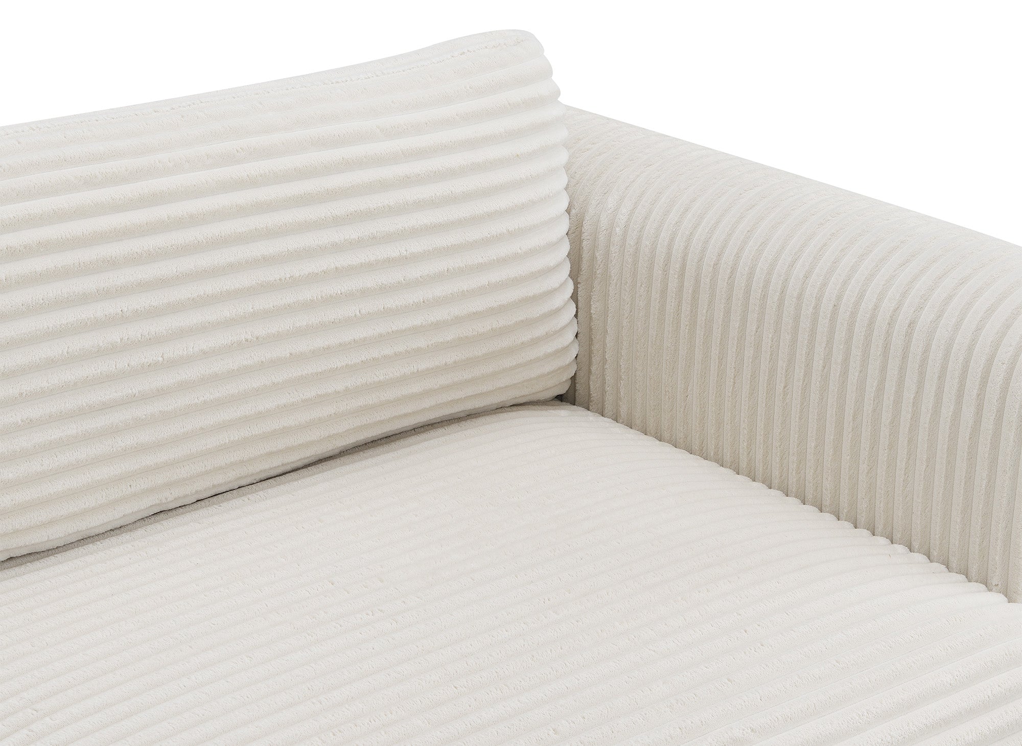 Sofá recto de 3 plazas TILDA con almacenaje en suave tejido de canalé beige